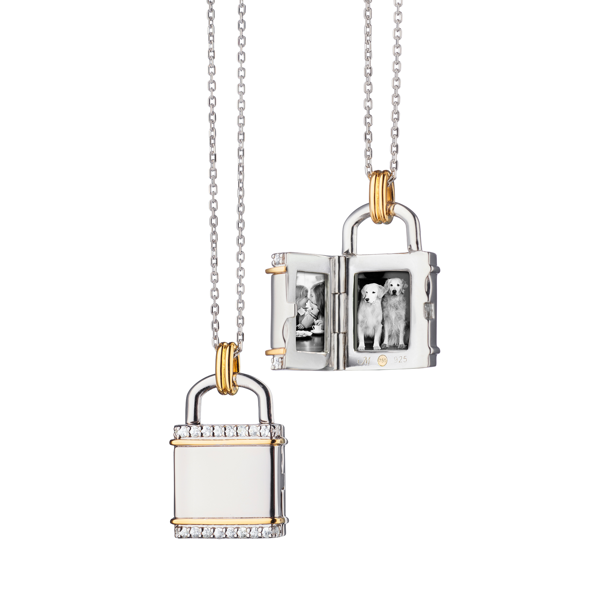 lock inspired two tone locket
