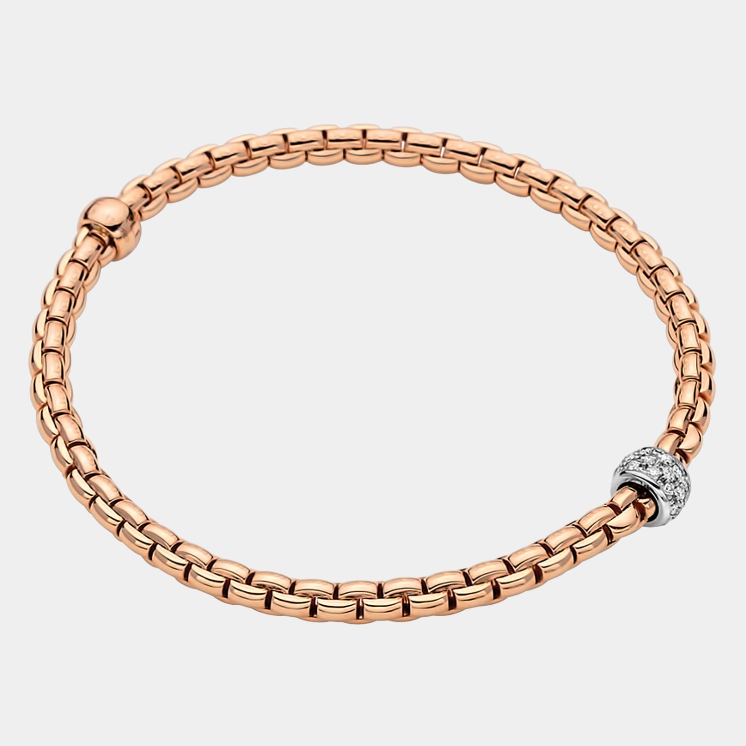 Rose gold stretch bracelet with white gold diamond accent