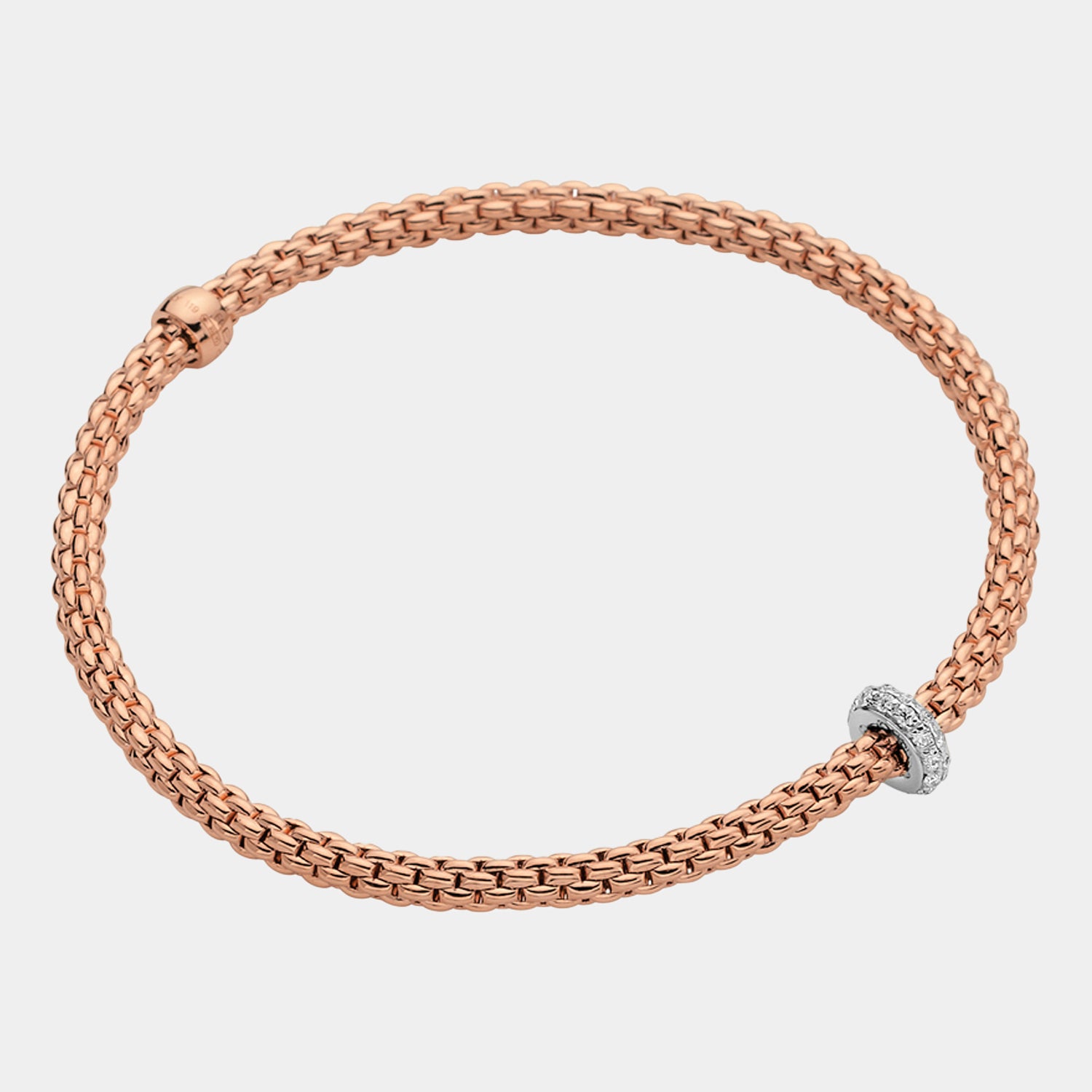 Rose gold stretch bracelet with diamond accents