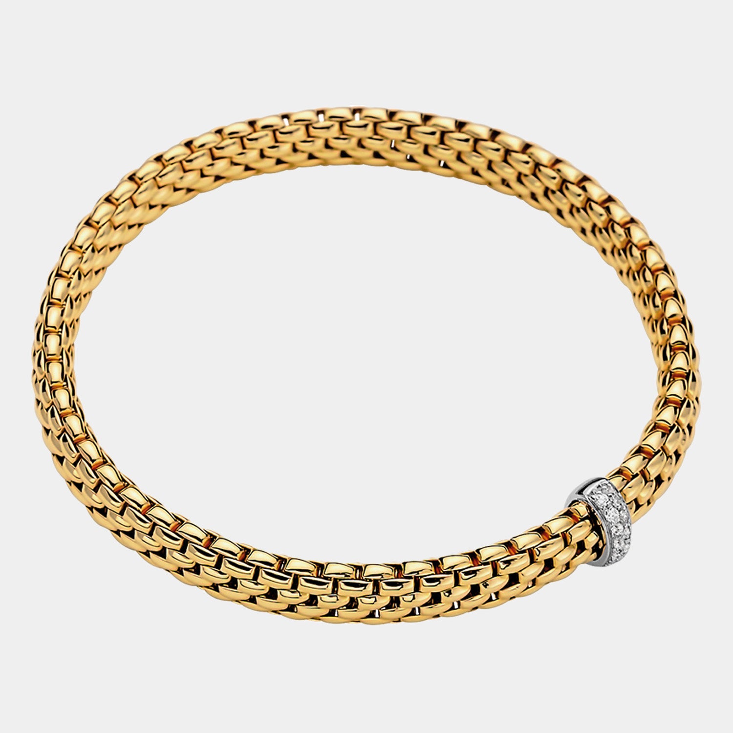 Yellow gold stretch bracelet with diamond accent