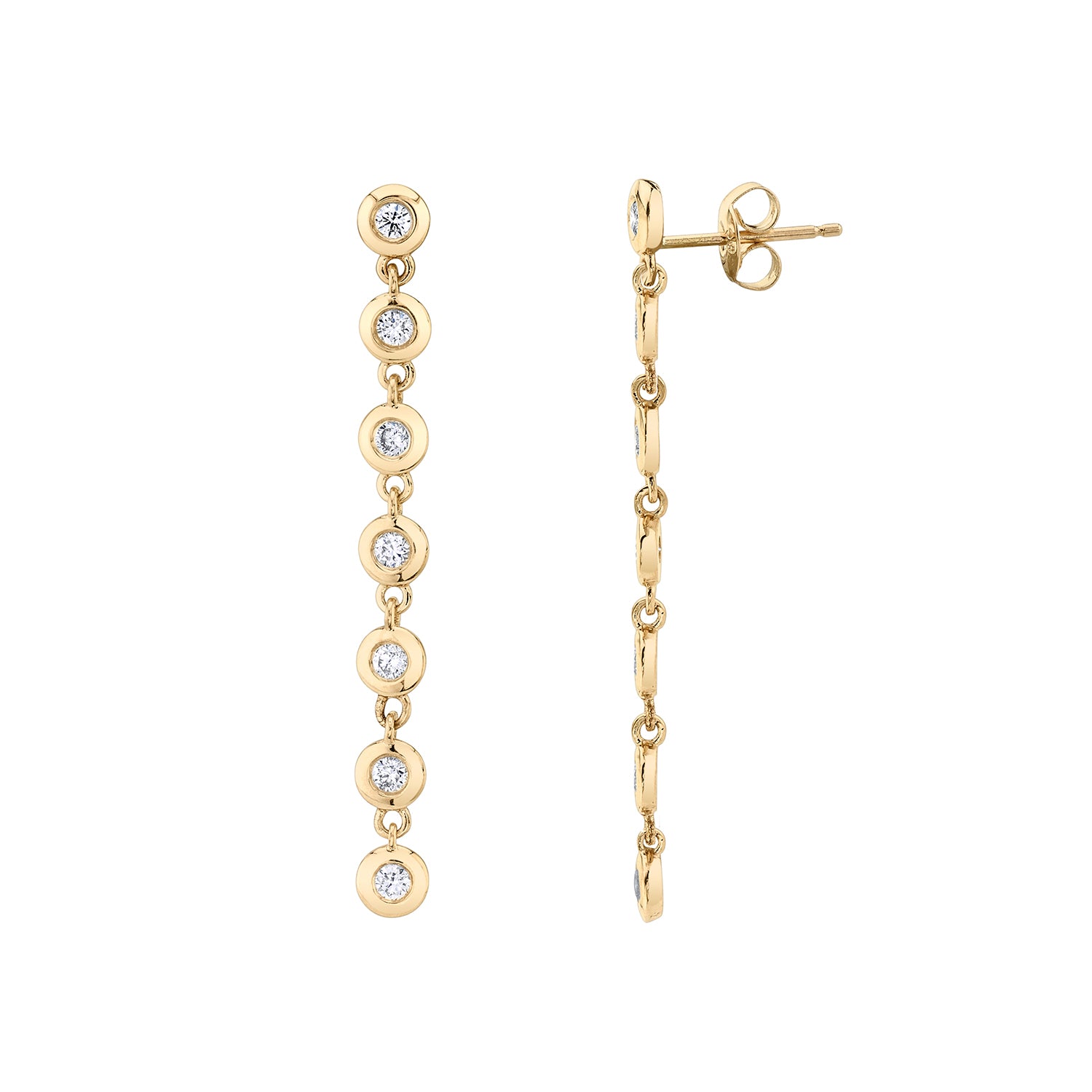 round bezel tennis earrings
