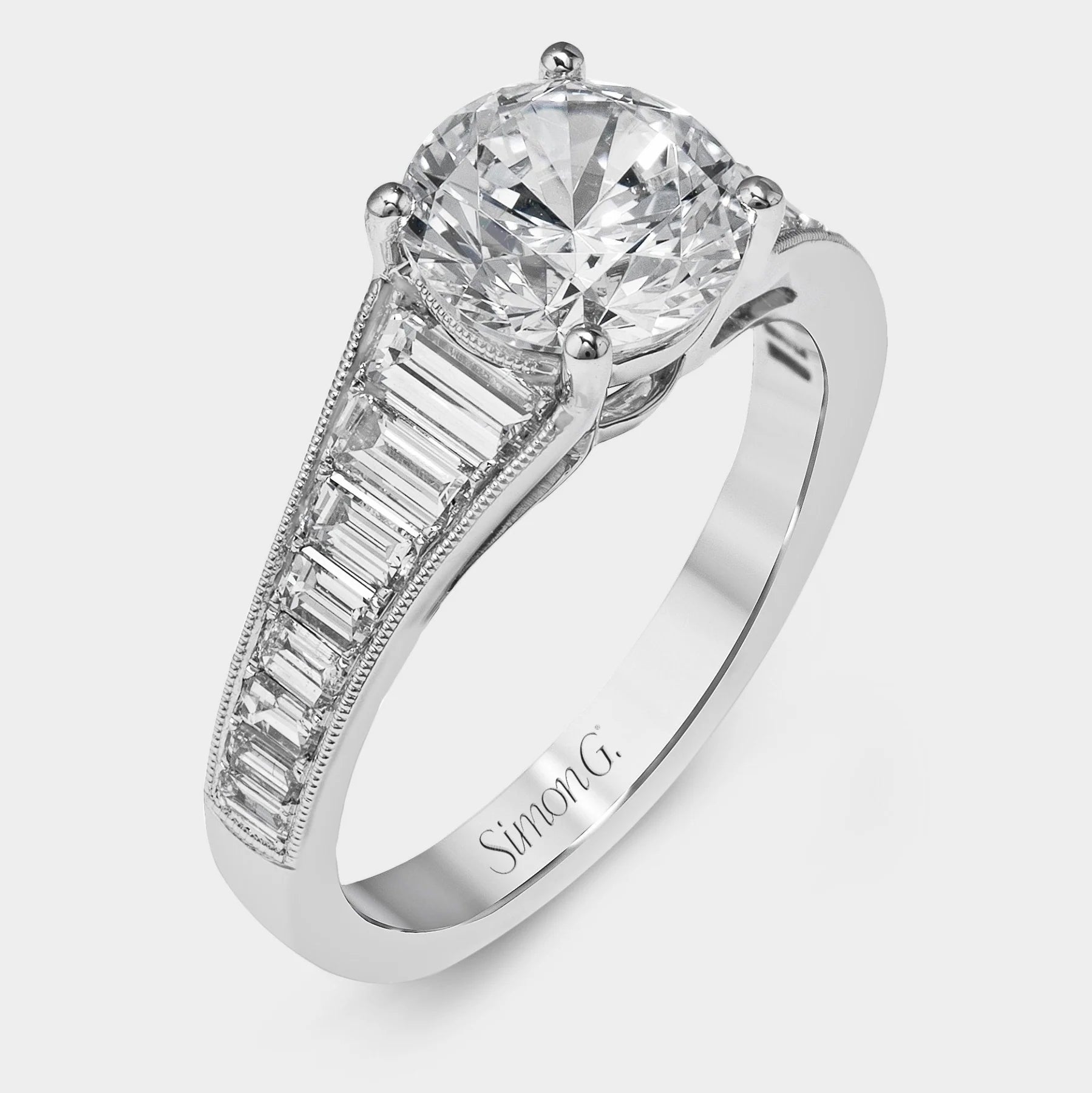Round Channel-Set Engagement Ring Platinum - MR2358