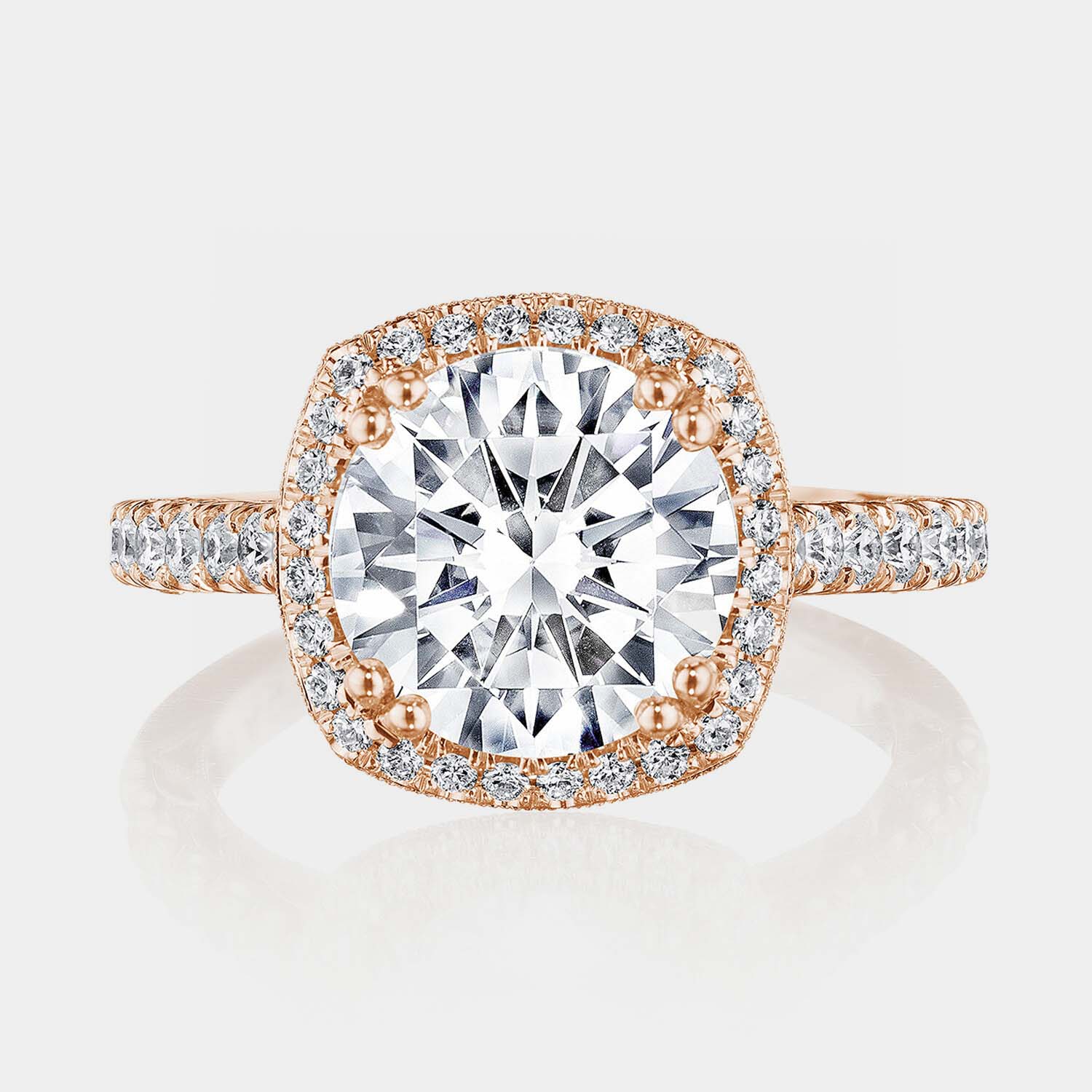 Cushion Halo 18K Rose Gold Engagement Ring - 269122