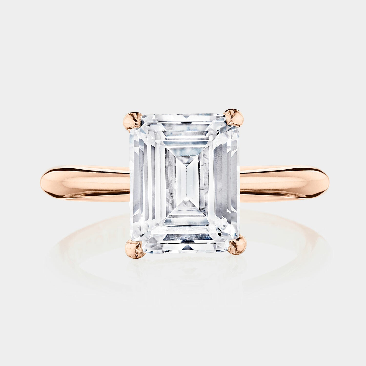 Emerald Solitaire 18K Rose Gold Engagement Ring - HT2671