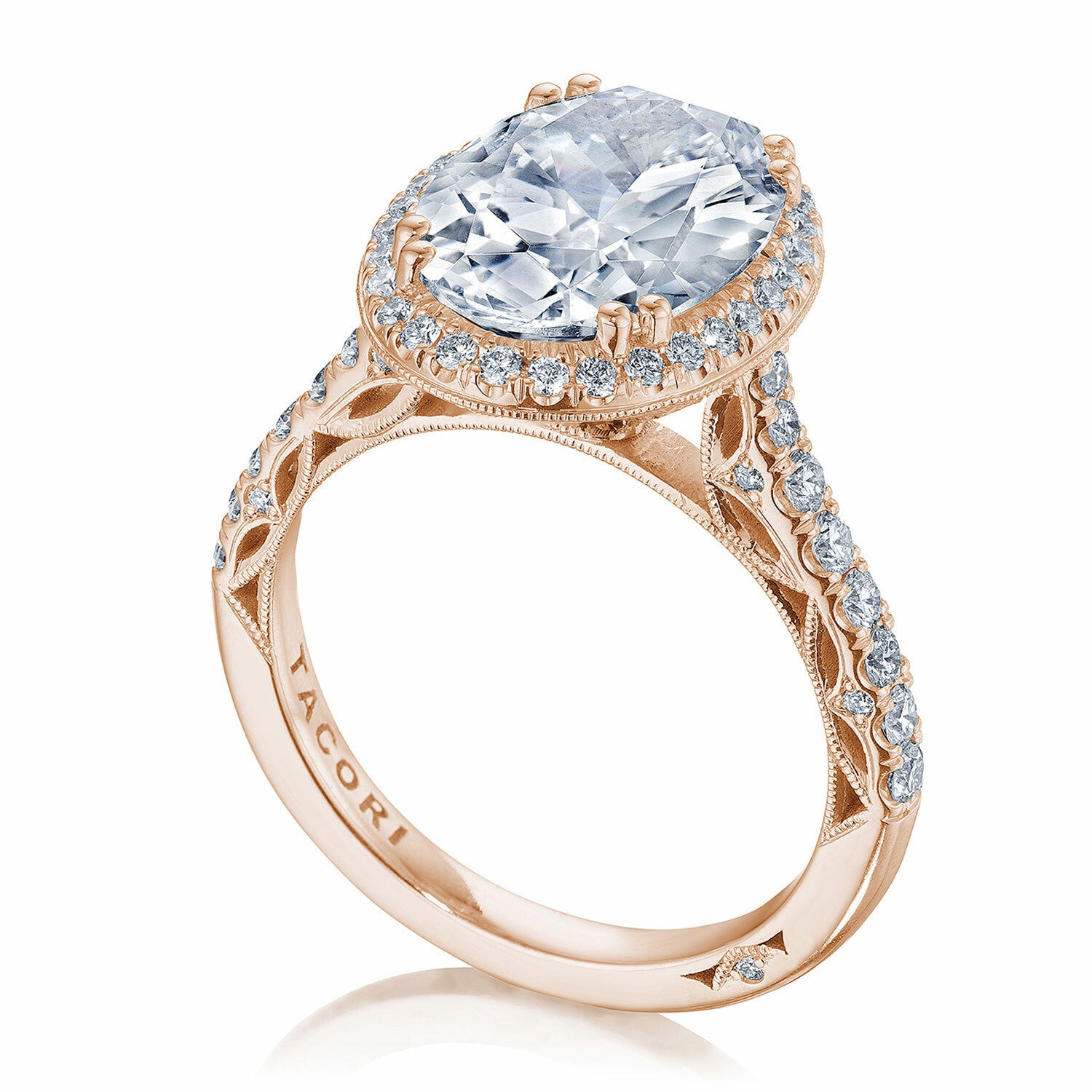 Oval Halo 18K Rose Gold Engagement Ring - 269122