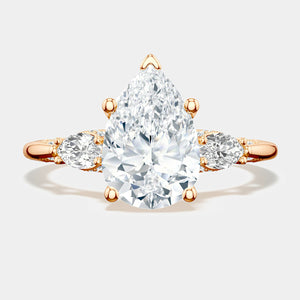 Pear 3-Stone 18k Rose Gold Engagement Ring - 2685