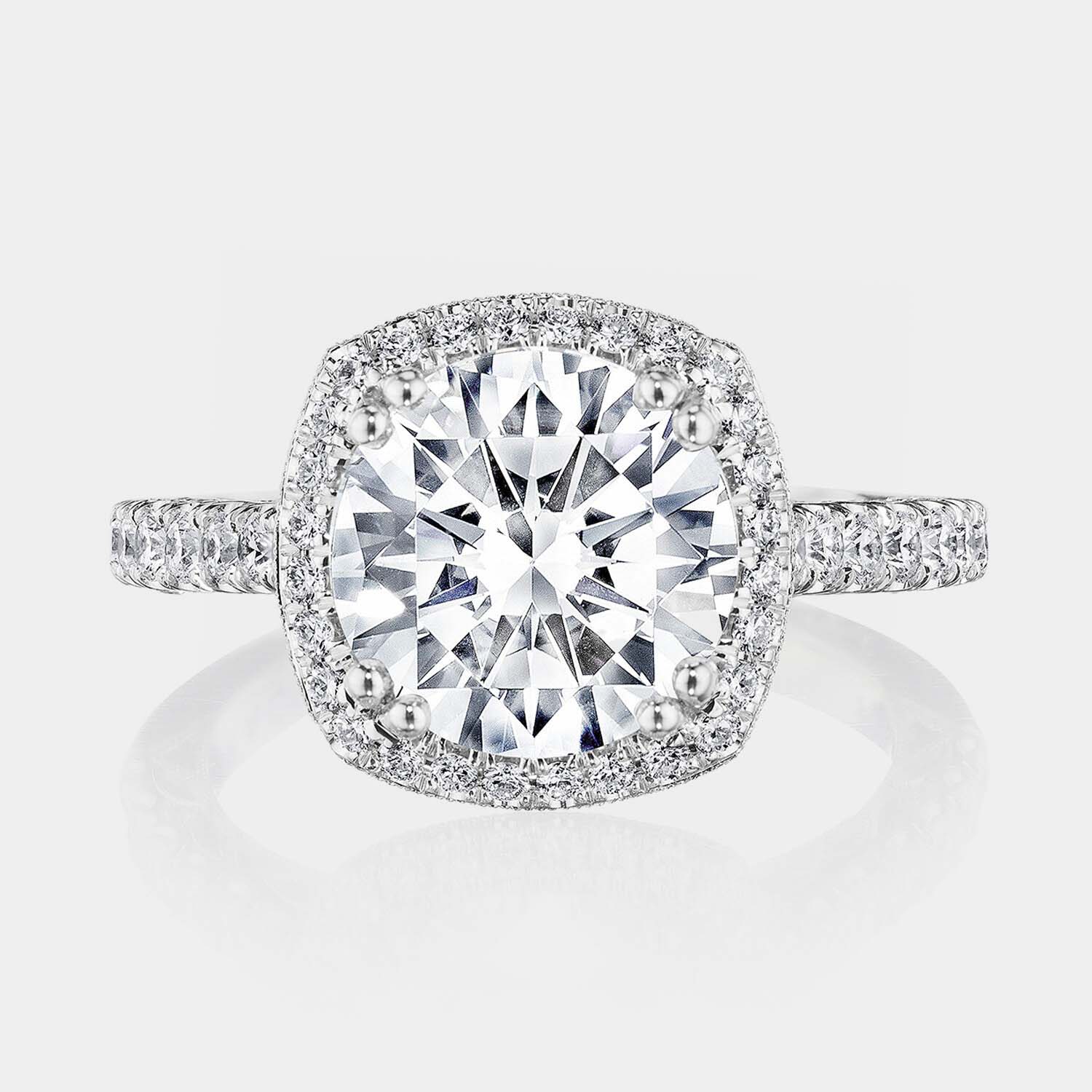 Cushion Halo 18K White Gold Engagement Ring - 269122