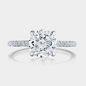 Round Pavé 18K White Gold Engagement Ring - 267015