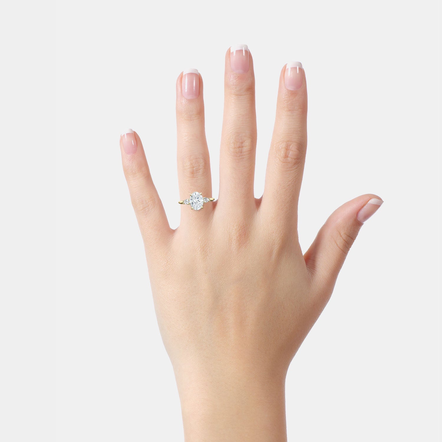Oval 3-Stone 18k Yellow Gold Engagement Ring - 2685