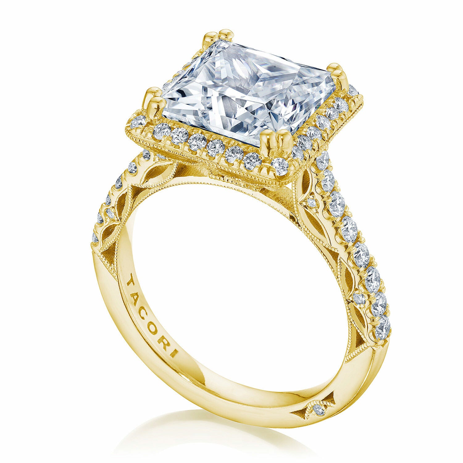 Princess Halo18K Yellow Gold Engagement Ring - 269122