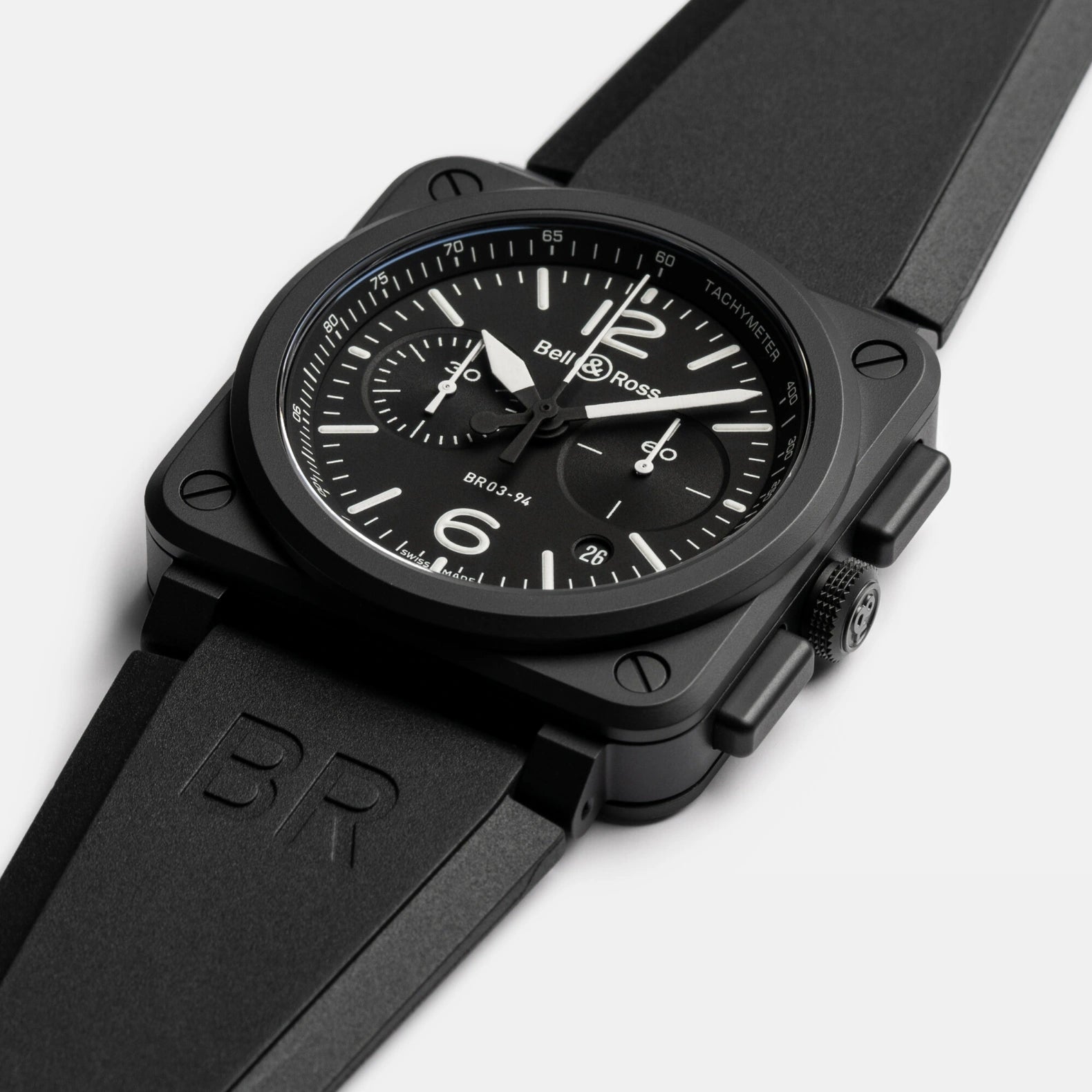 BR-03 Chrono Black Matte 42mm - Black Dial on Strap