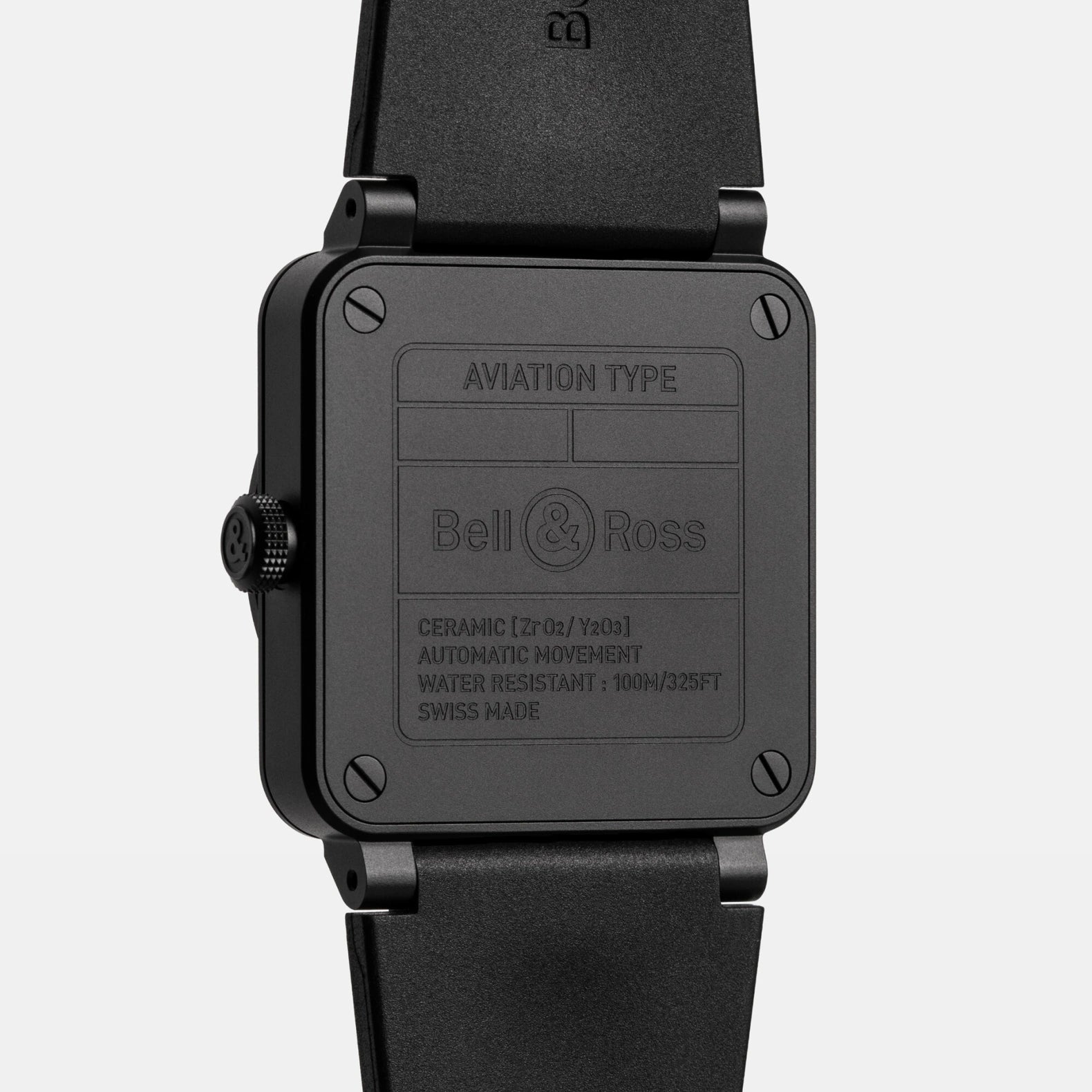 BR-03 Skeleton Black Ceramic 41mm - Black Dial on Strap