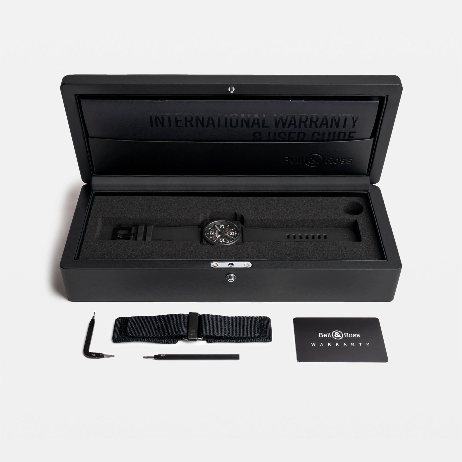 BR-03 Skeleton Black Ceramic 41mm - Black Dial on Strap