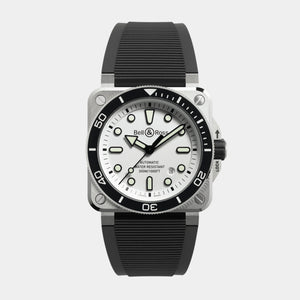 BR-03 Diver White Steel 42mm - White Dial on Rubber Strap