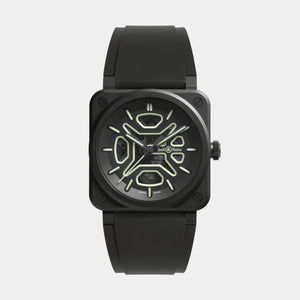 BR-03 Skeleton Lum Ceramic 41mm - Black Dial on Strap