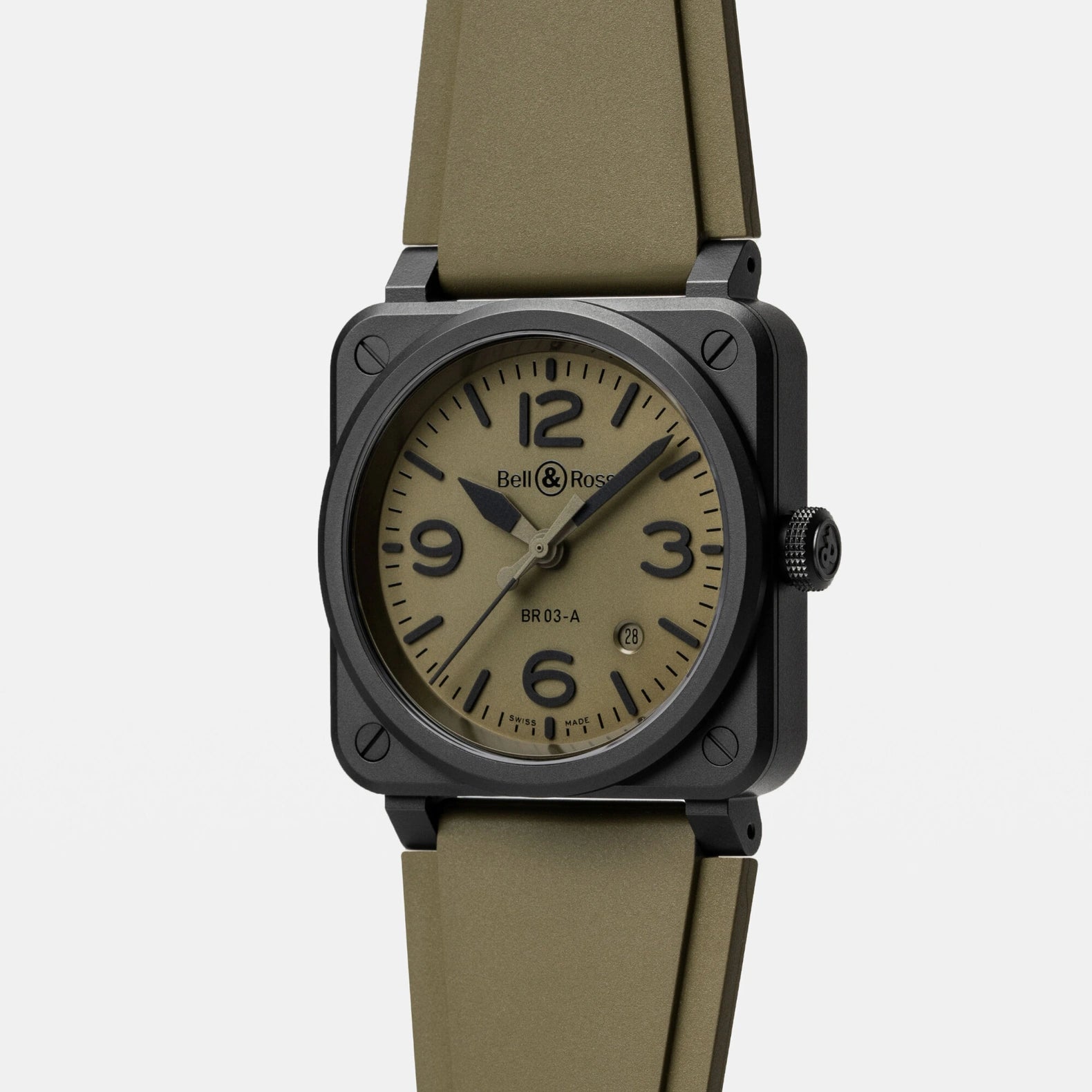 BR-03 Military Ceramic 41mm - Green Dial on Rubber Strap