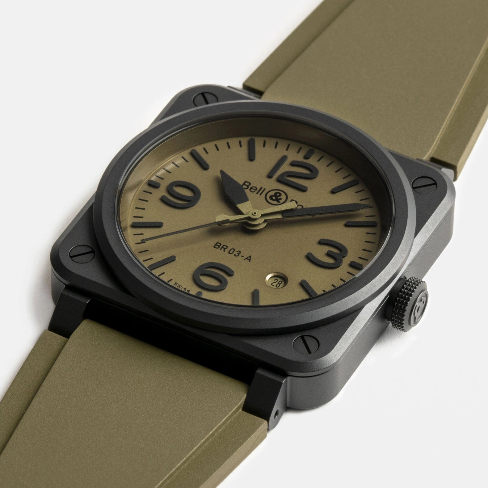 BR-03 Military Ceramic 41mm - Green Dial on Rubber Strap