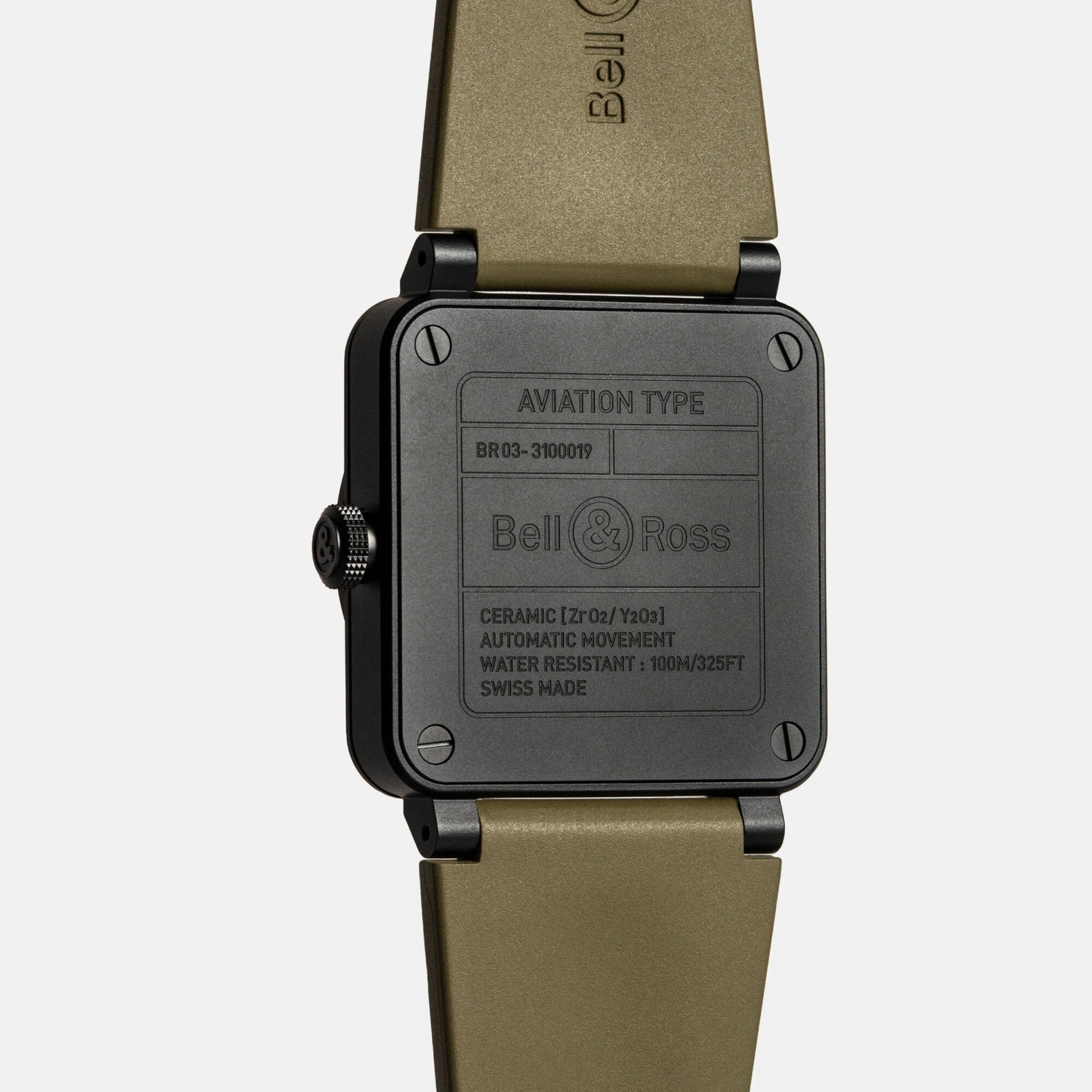 BR-03 Military Ceramic 41mm - Green Dial on Rubber Strap