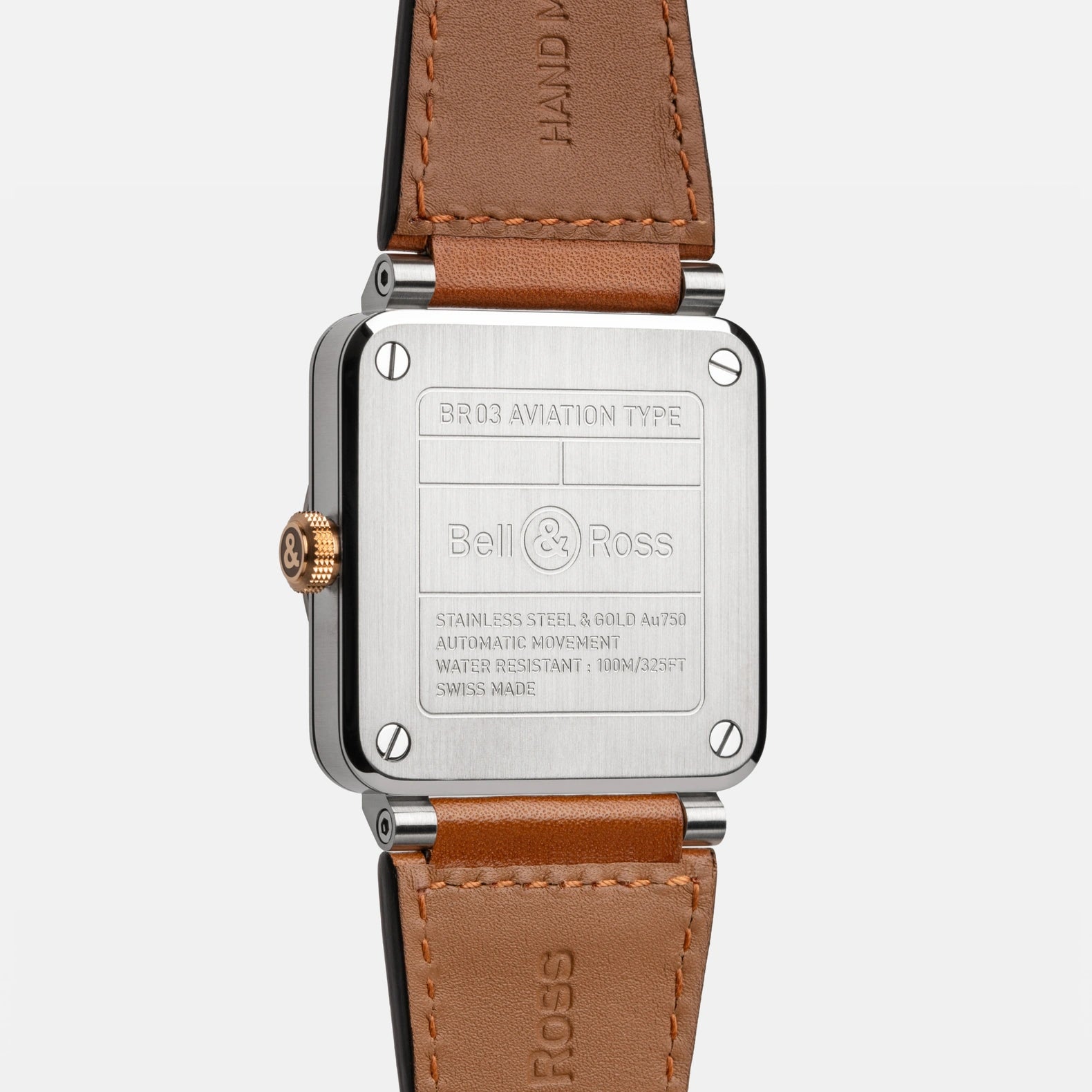 BR-03 White Steel & Gold 41mm - Leather Strap