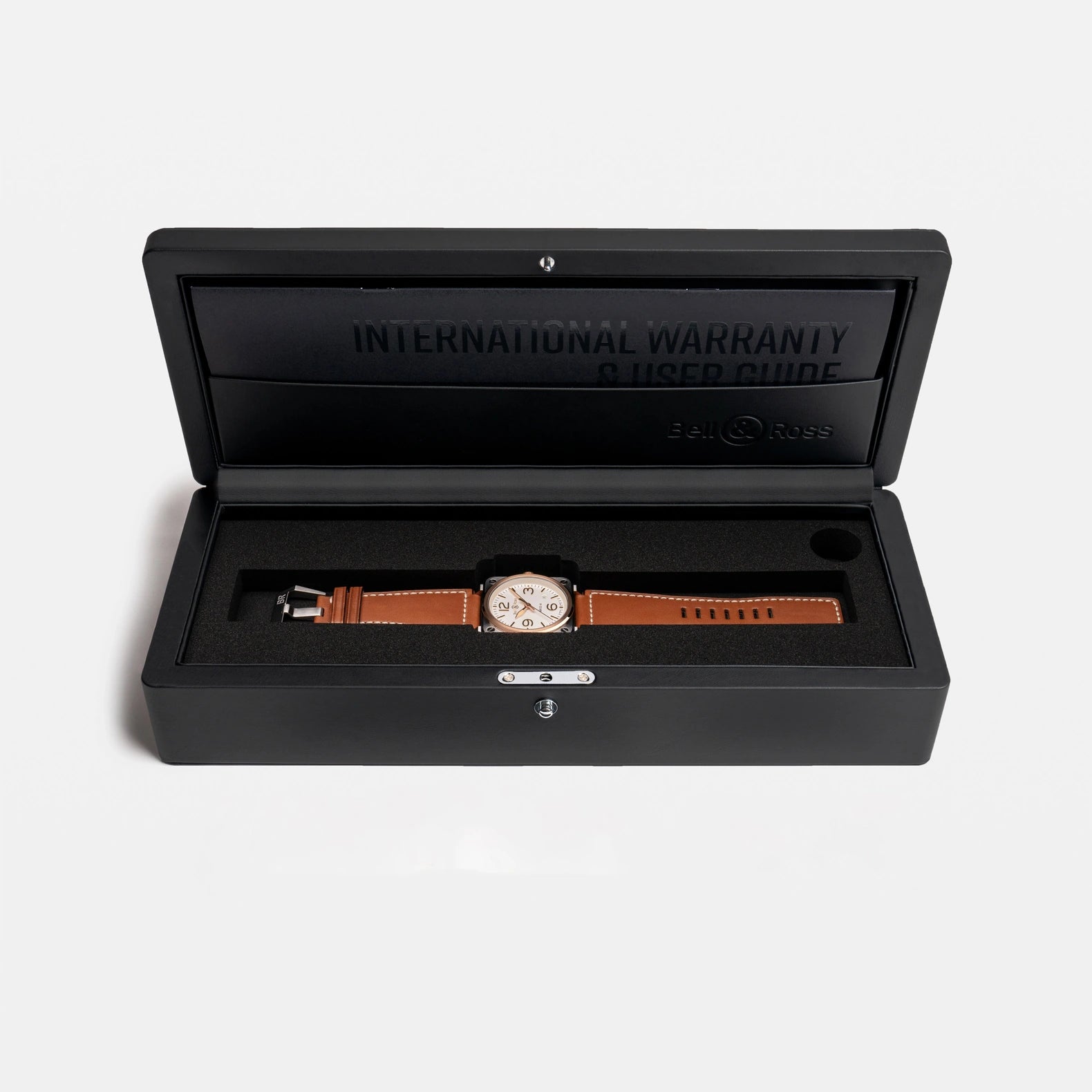 BR-03 White Steel & Gold 41mm - Leather Strap