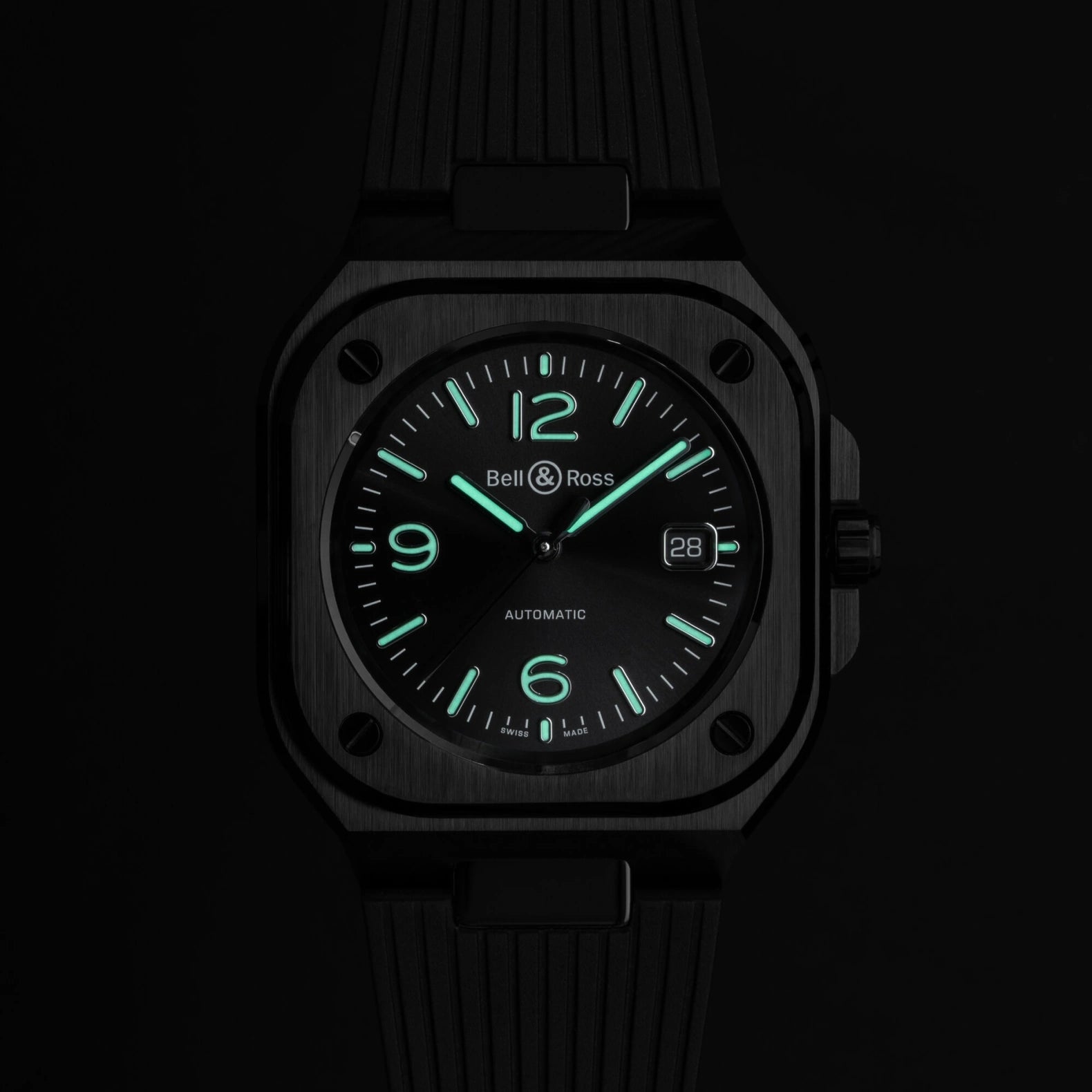 BR-05 Black Ceramic 41mm - Black Dial on Strap