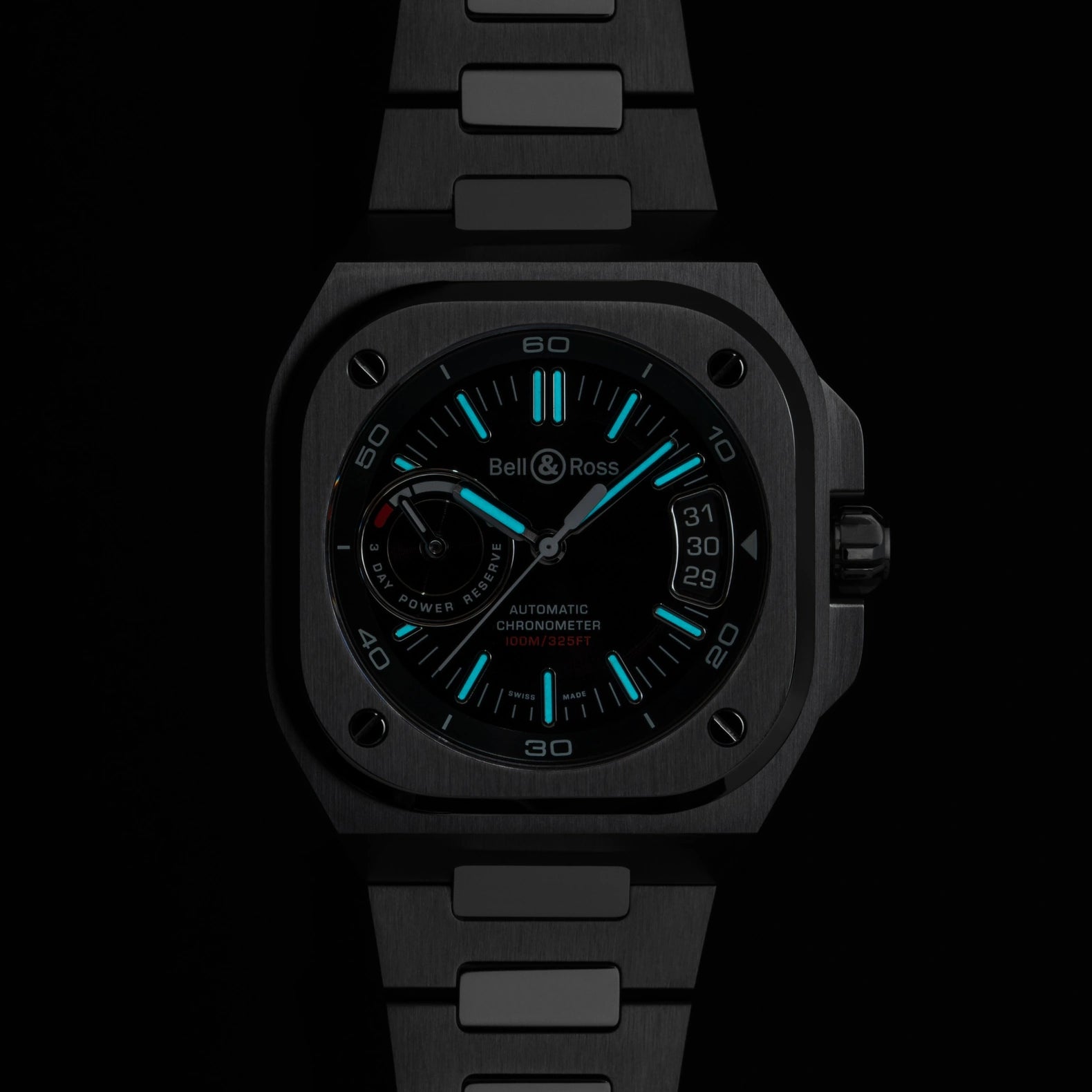 BR-X5 Black Steel 41mm - Black Dial on Strap
