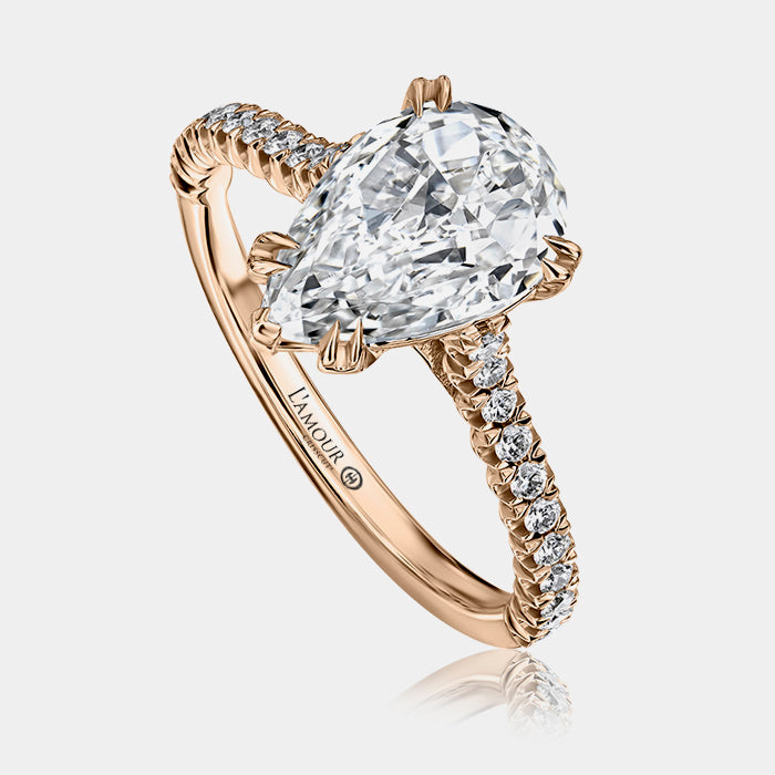 Crisscut Pear Diamond Engagement Ring 18k Rose Gold - G52EN2