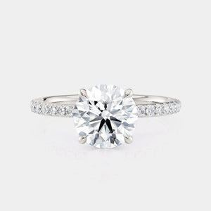 Round Pavé 18k White Gold Engagement Ring - R804