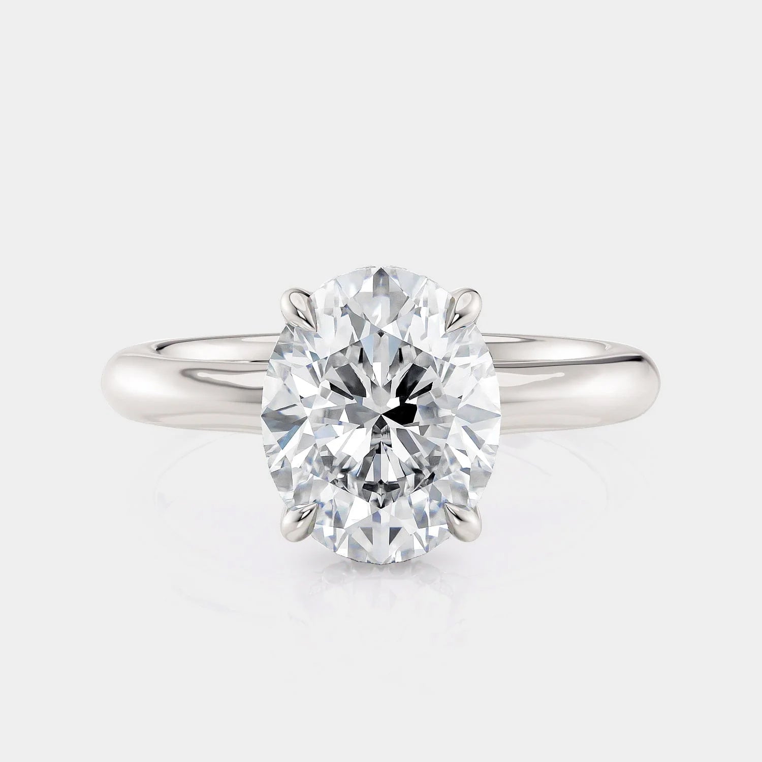 Oval Solitaire Platinum Engagement Ring - R812