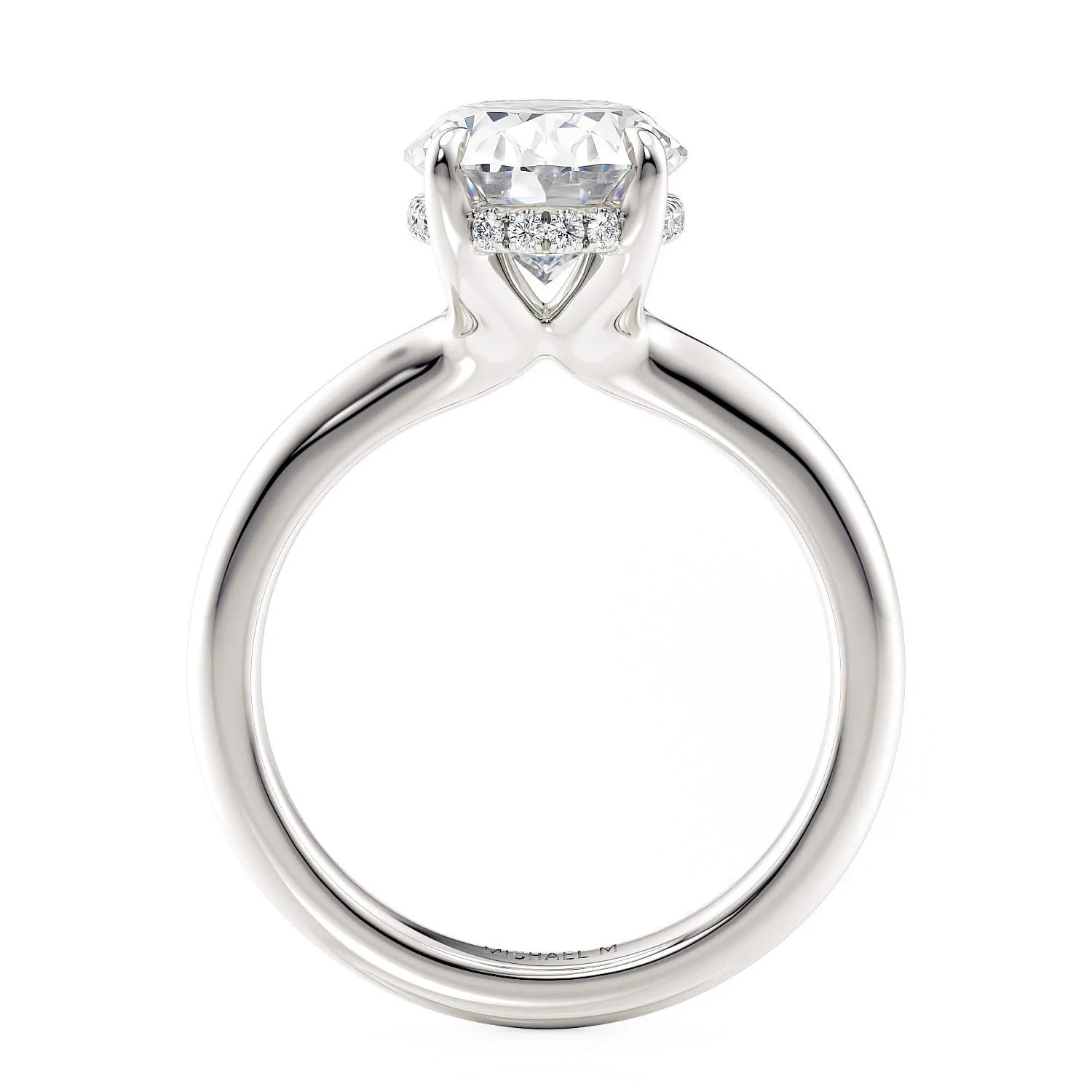 Oval Solitaire 18k White Gold Engagement Ring - R812