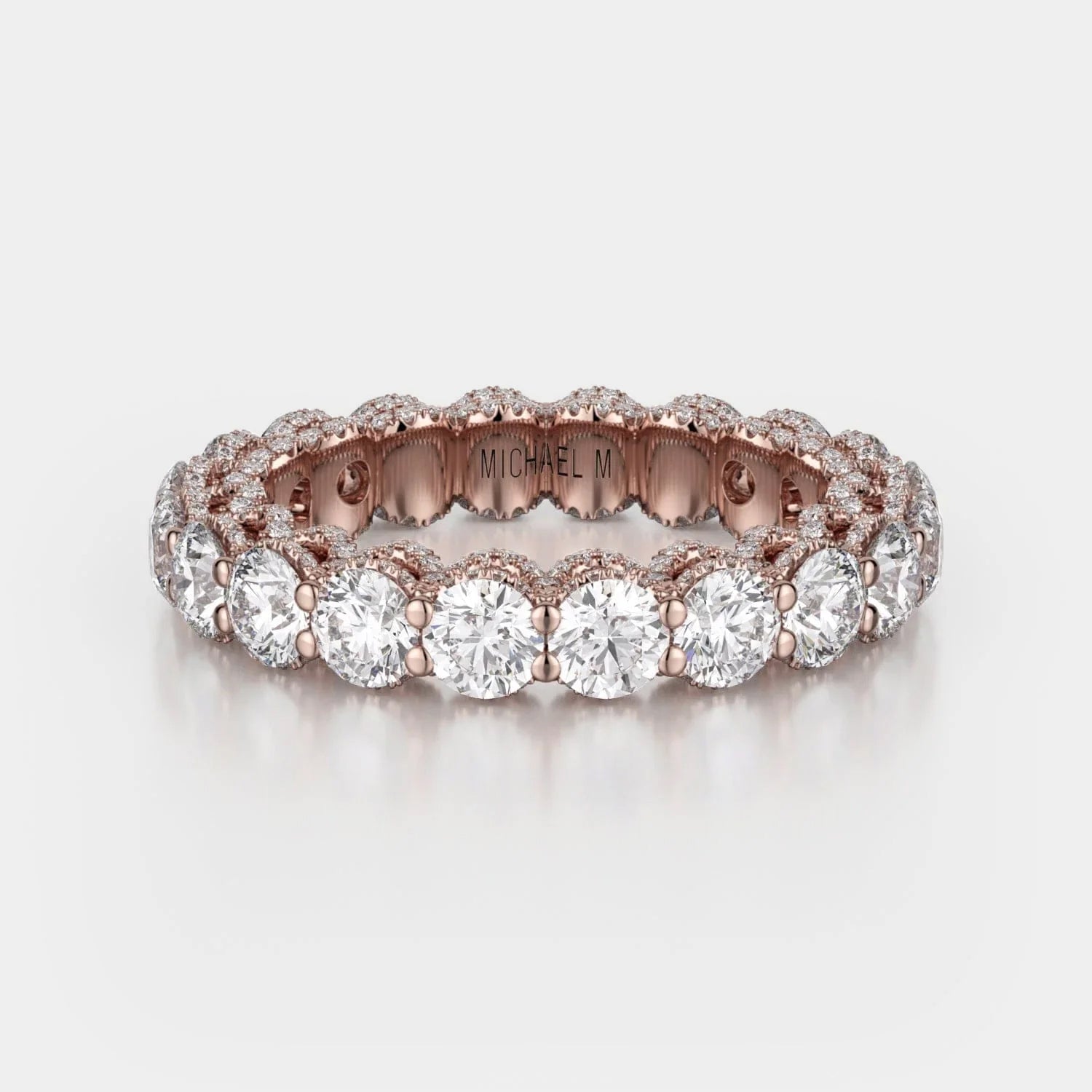 Round Diamond Lace Wedding Ring 18k Rose Gold - B328