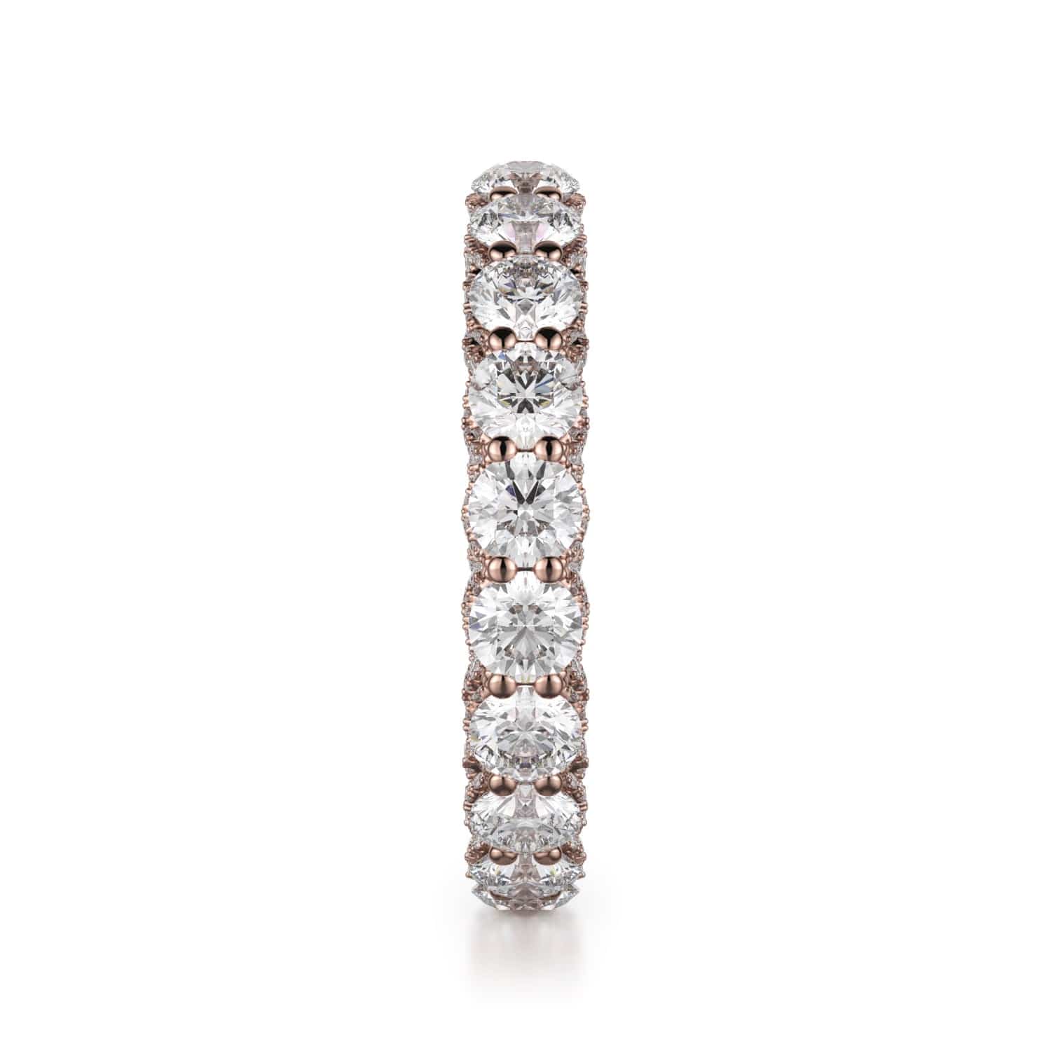 Round Diamond Lace Wedding Ring 18k Rose Gold - B328