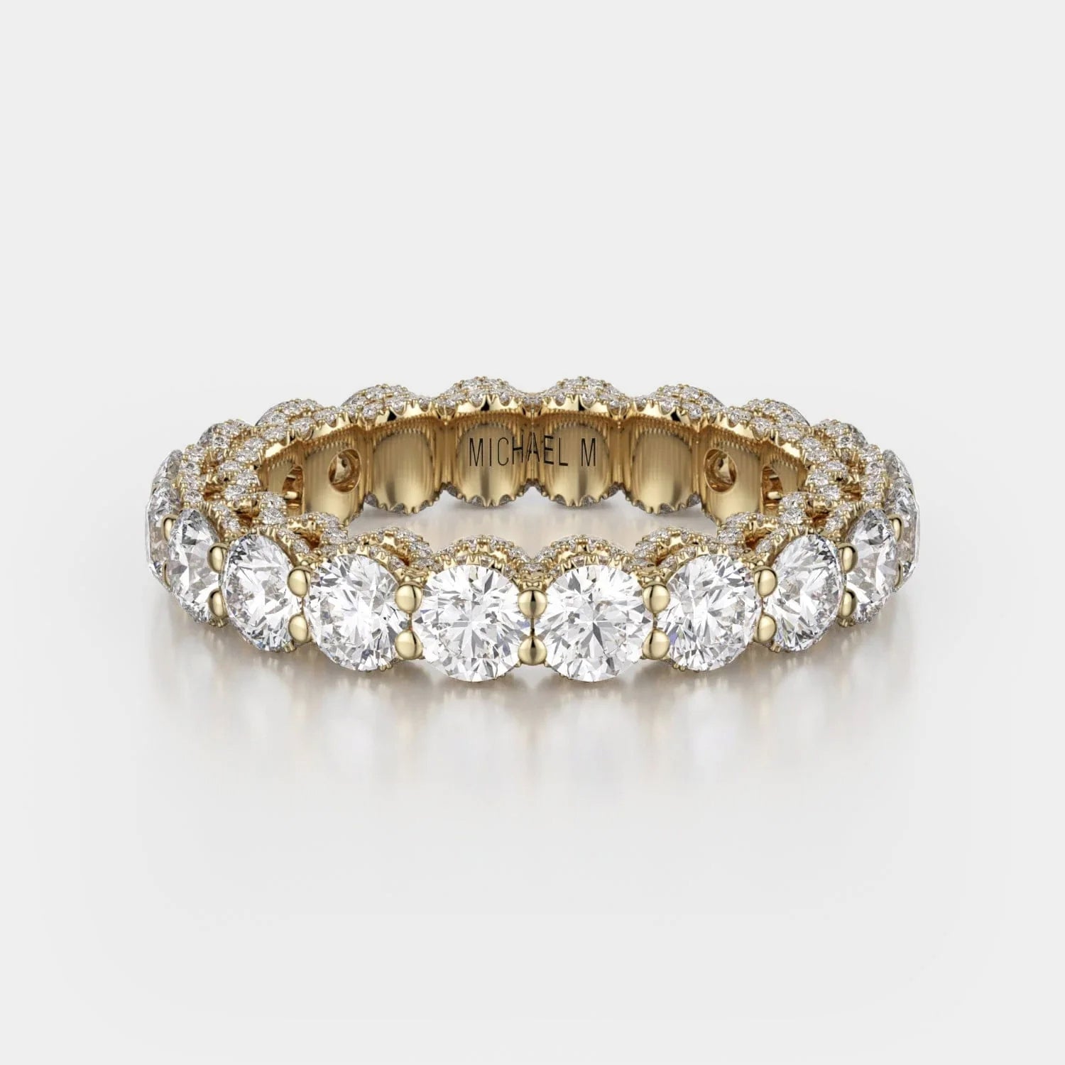 Round Diamond Lace Wedding Ring 18k Yellow Gold - B328