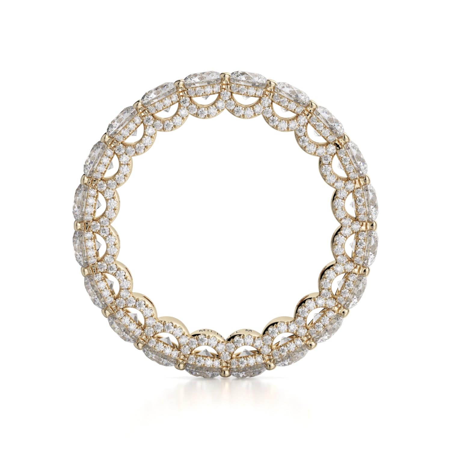 Round Diamond Lace Wedding Ring 18k Yellow Gold - B328