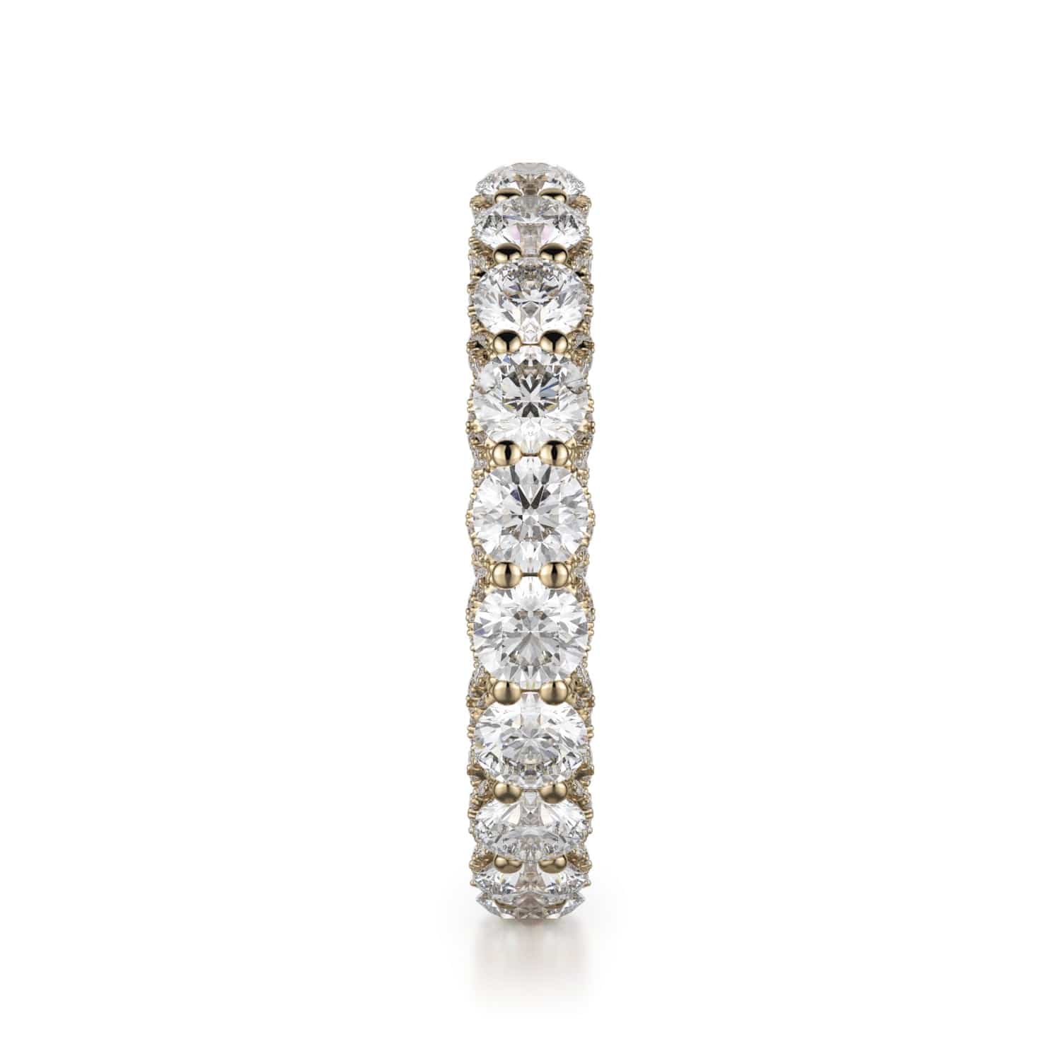 Round Diamond Lace Wedding Ring 18k Yellow Gold - B328