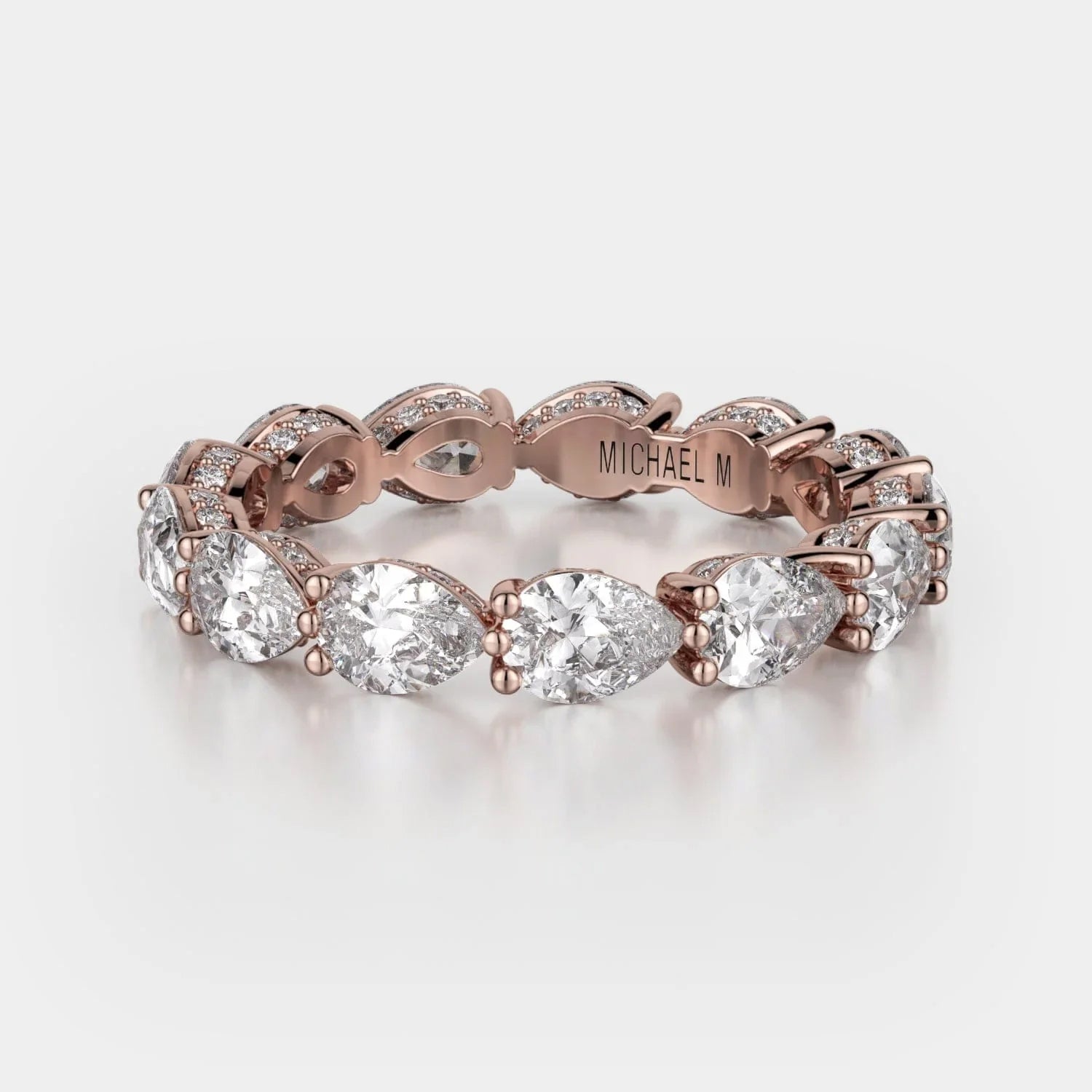 Pear Diamond Eternity Wedding Ring 18k Rose Gold - B329