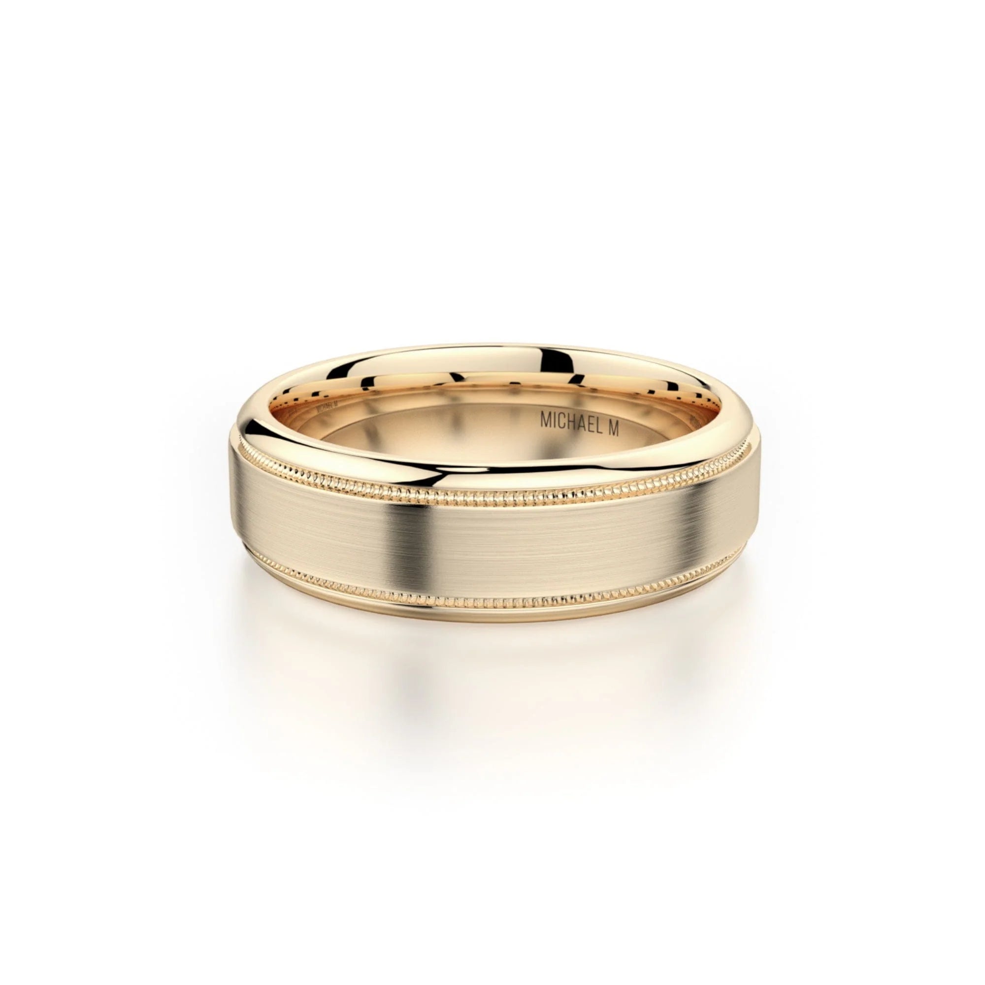 Brushed Milgrain Wedding Ring 18k Yellow Gold - MB101