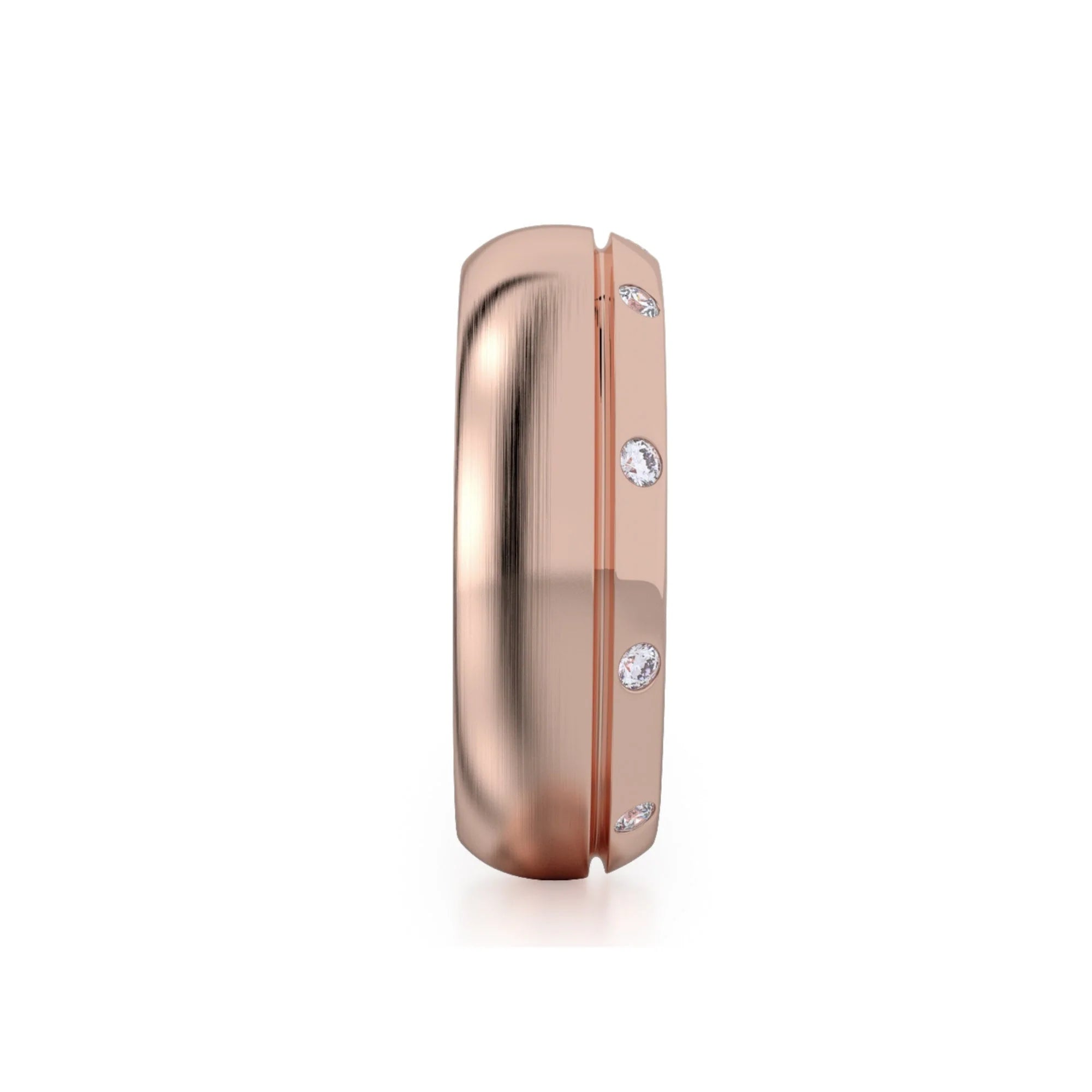 Brushed Diamond Accent Wedding Ring 14k Rose Gold – MB105