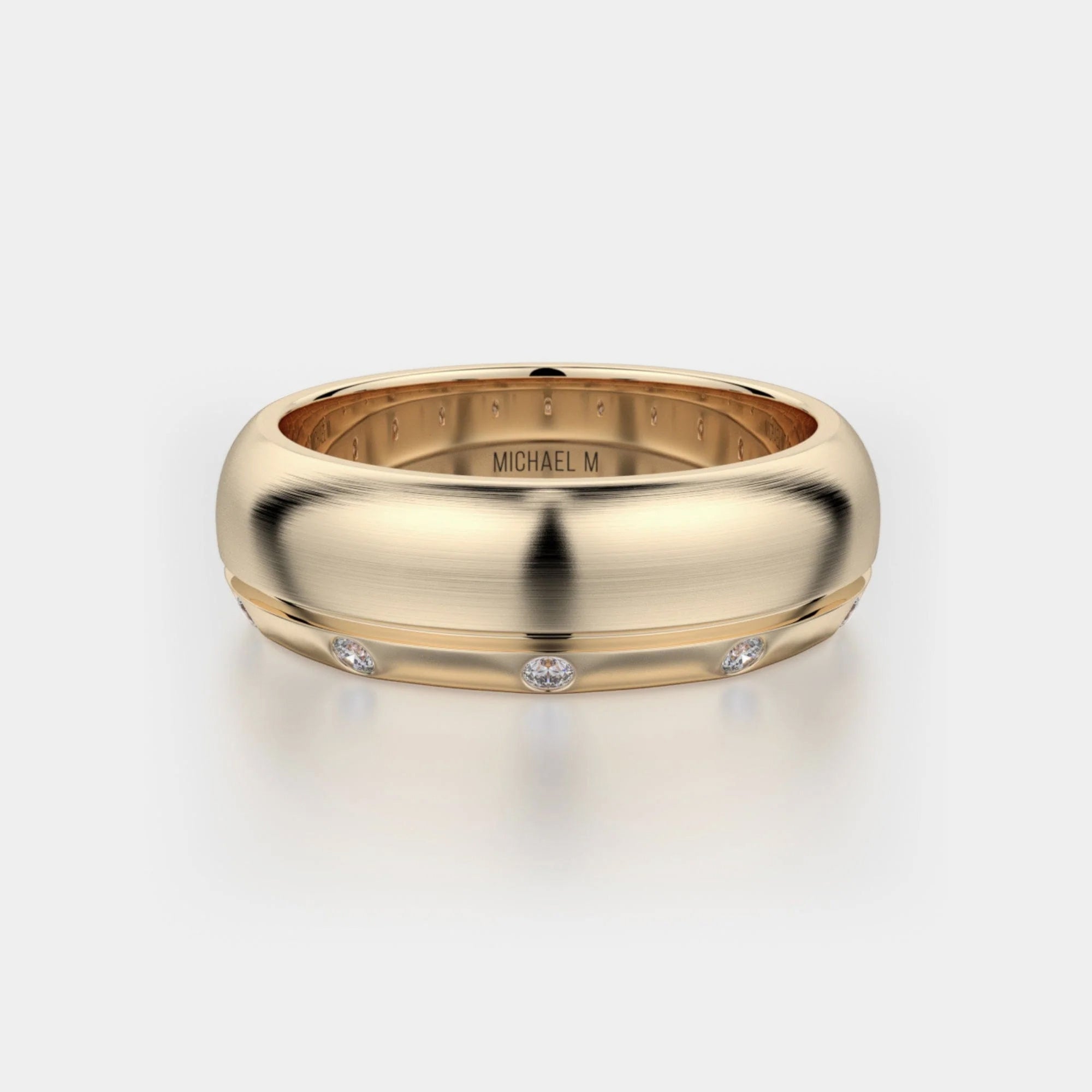 Brushed Diamond Accent Wedding Ring 14k Yellow Gold – MB105