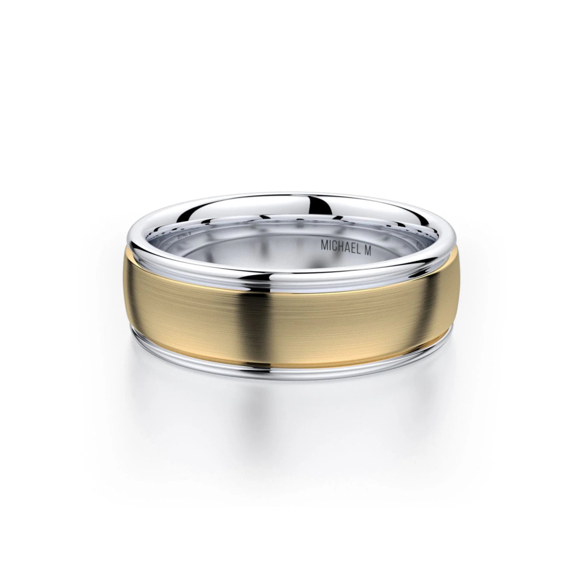 Brushed Wedding Ring 14k Yellow/White Gold - MB106