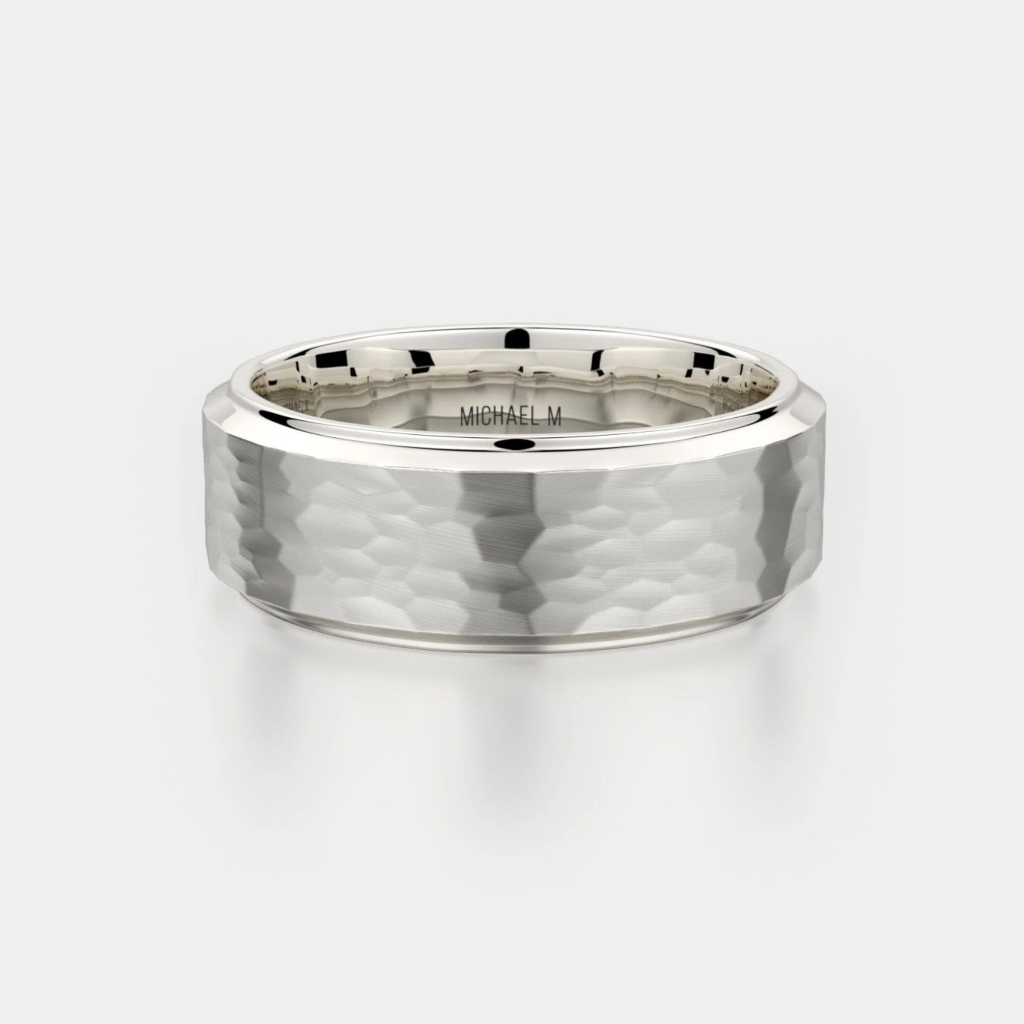 Hammered Wedding Ring 18k White Gold – MB114