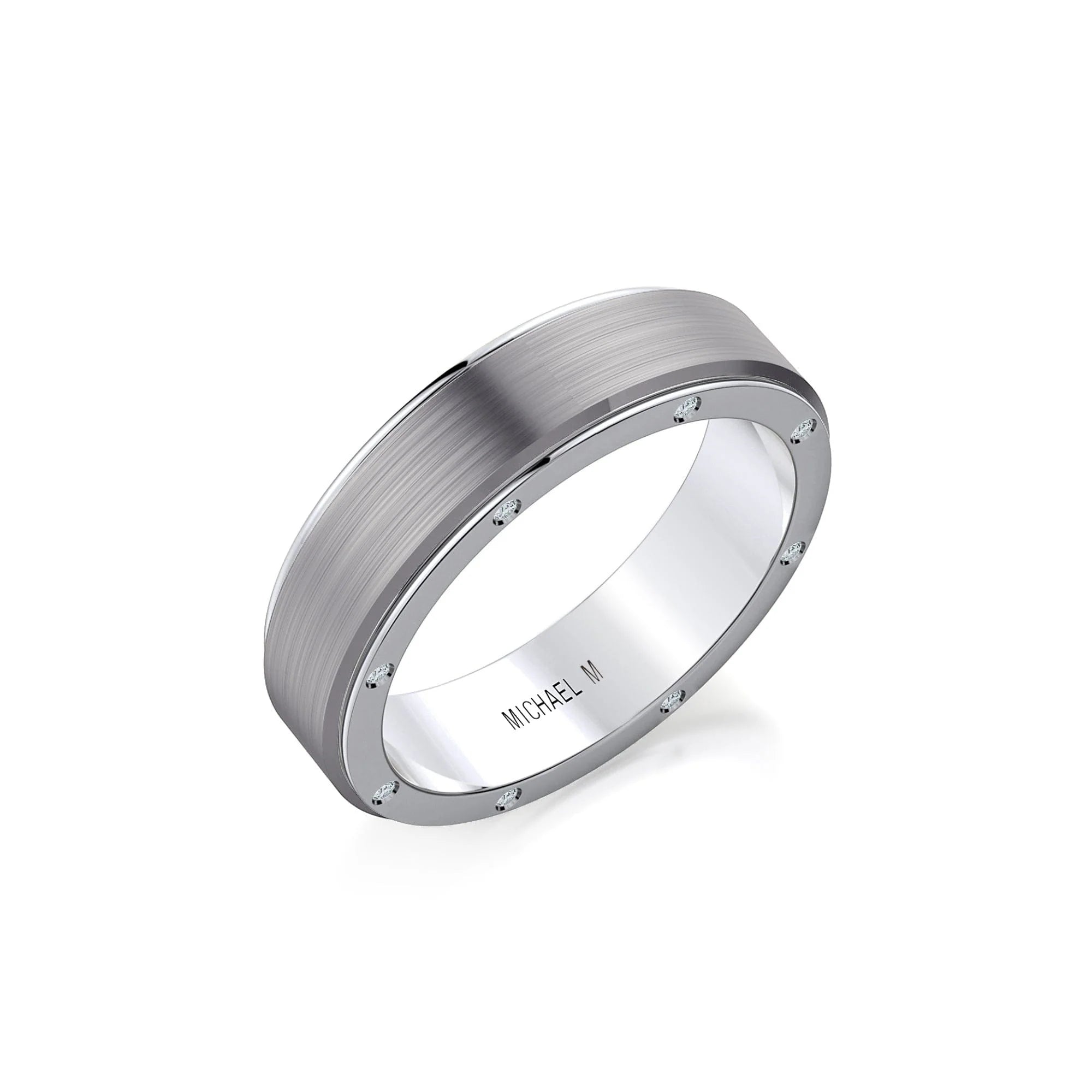 Diamond Accent Wedding Ring 14k White Gold Titanium – MB116