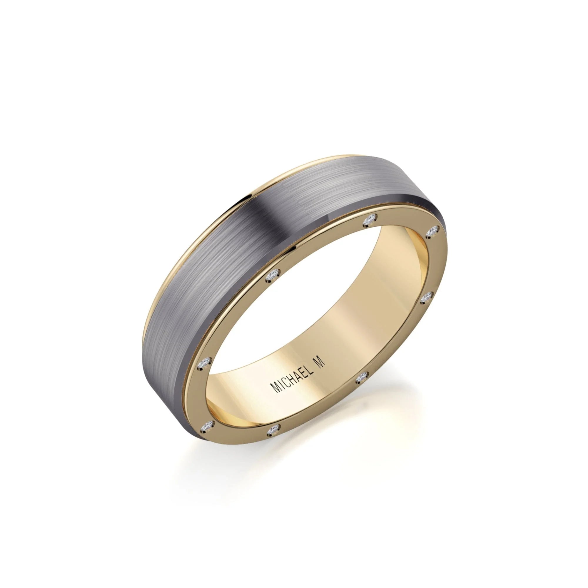 Diamond Accent Wedding Ring 14k Yellow Gold Titanium – MB116