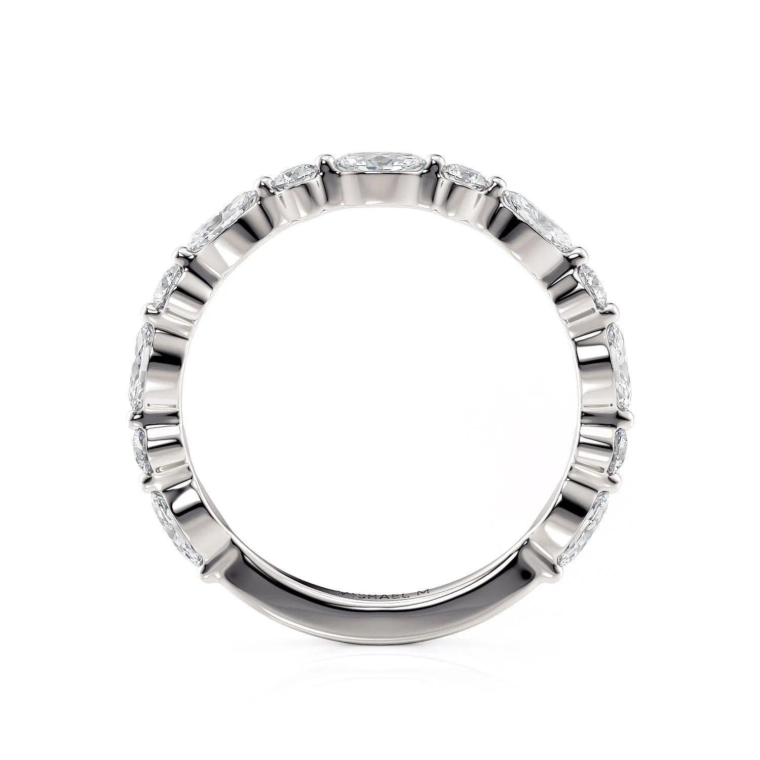Marquise Round Diamond Wedding Ring 18k White Gold - R802B