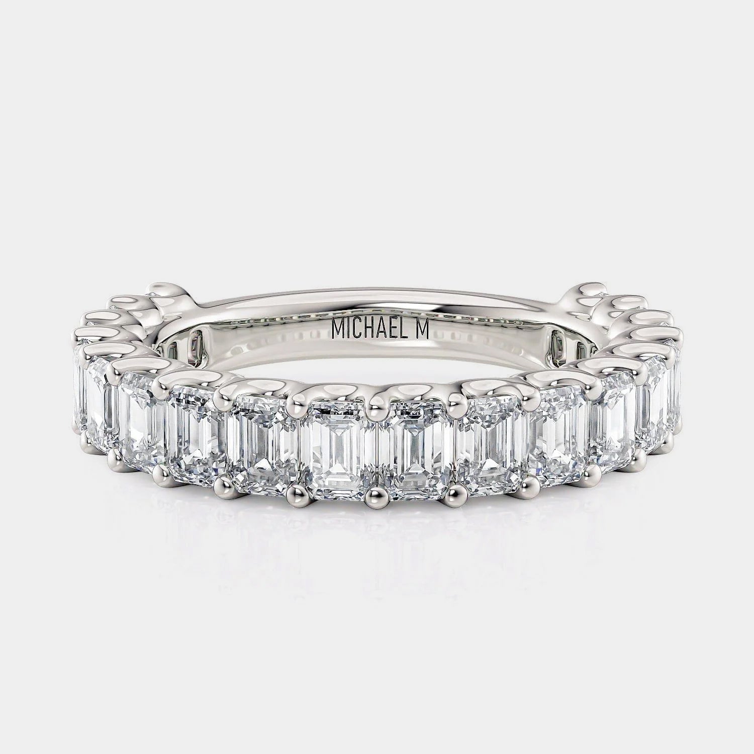Emerald Diamond Wedding Ring 18k White Gold - R810B