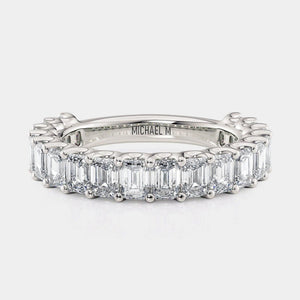 Emerald Diamond Wedding Ring 18k White Gold - R810B