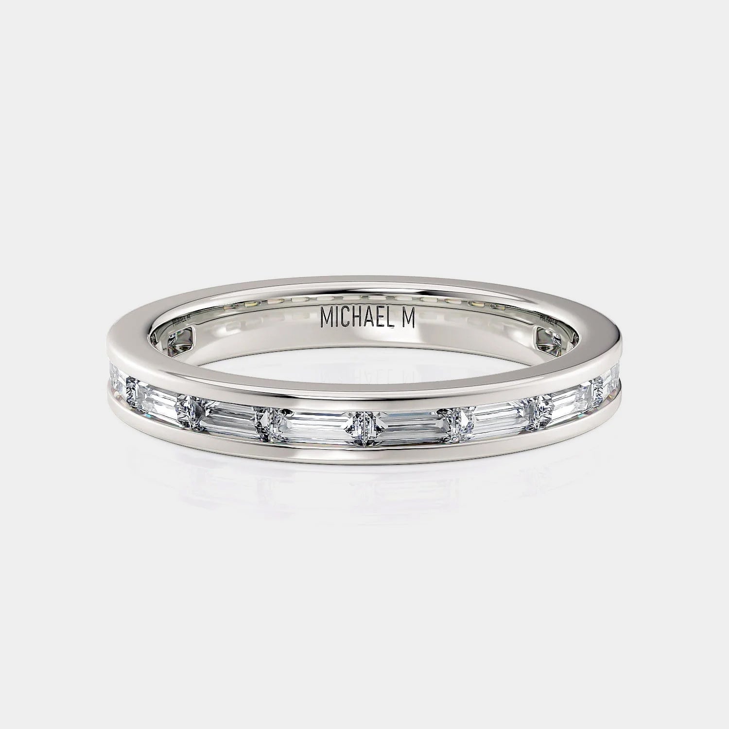 Channel Baguette Wedding Ring 18k White Gold - R820B