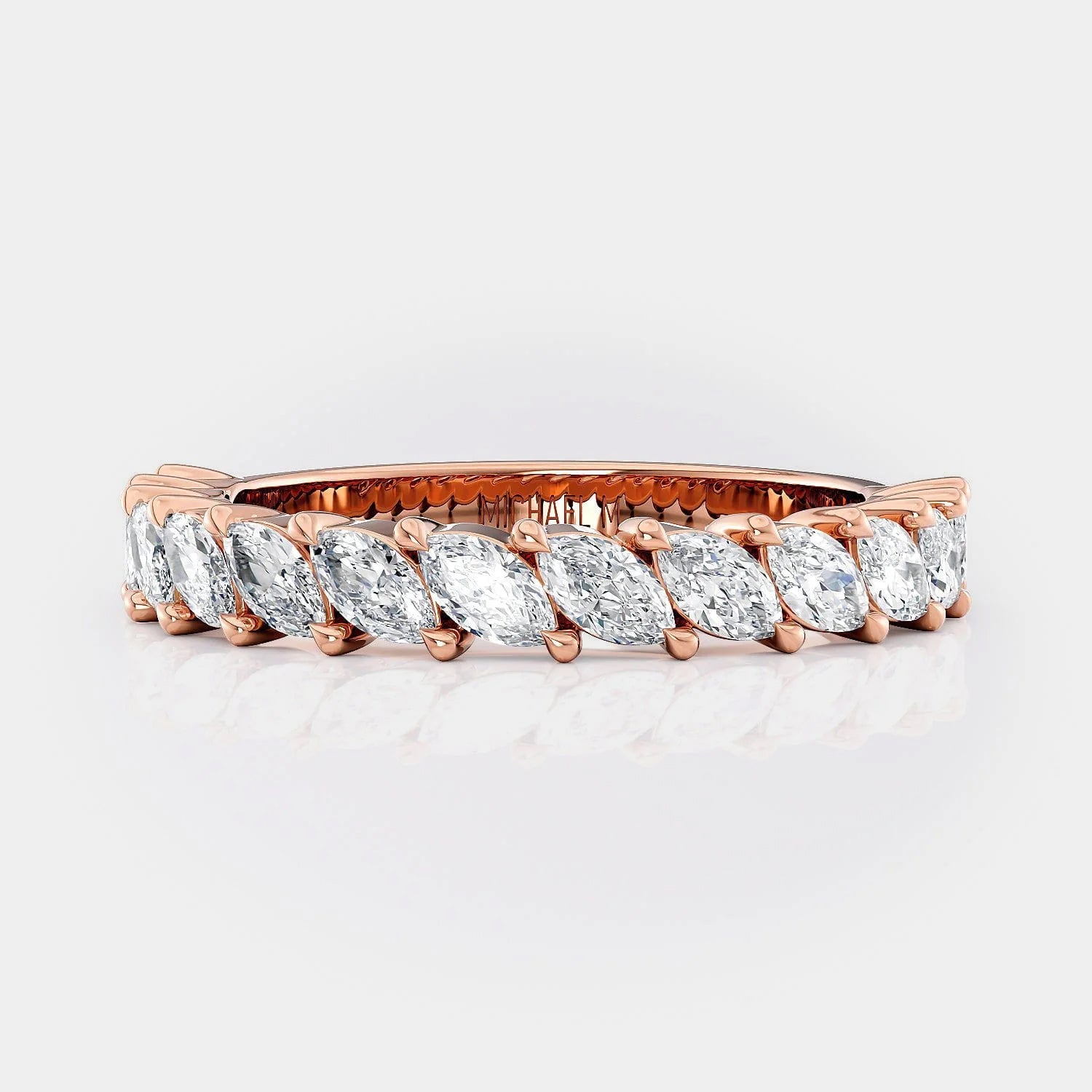 Marquise Diamond Wedding Ring 18k Rose Gold - R827B