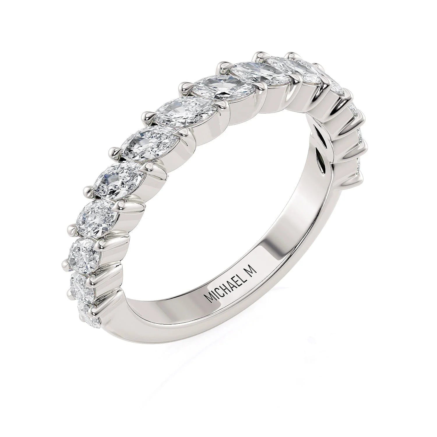 Marquise Diamond Wedding Ring 18k White Gold - R827B