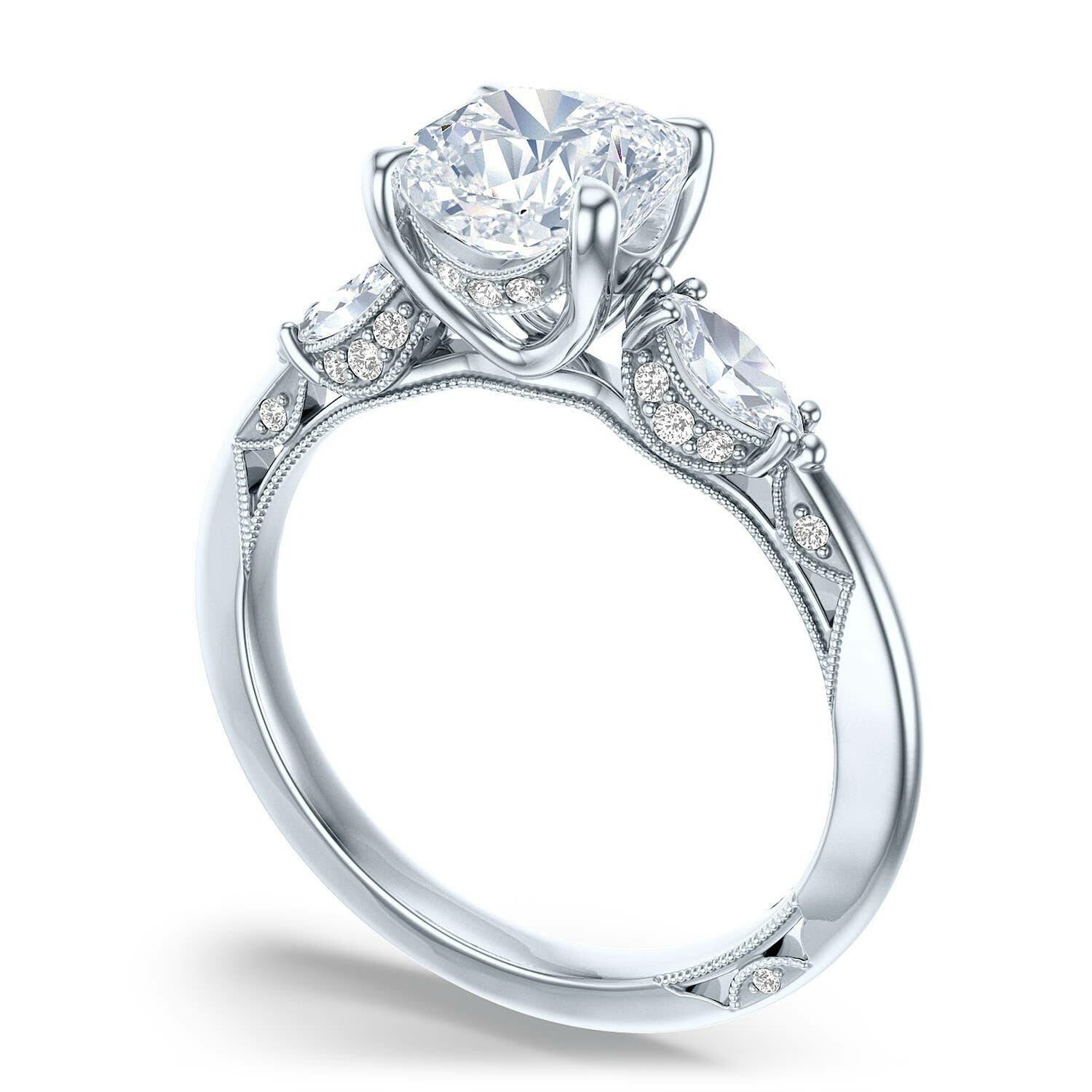 Cushion 3-Stone Platinum Engagement Ring - 2685